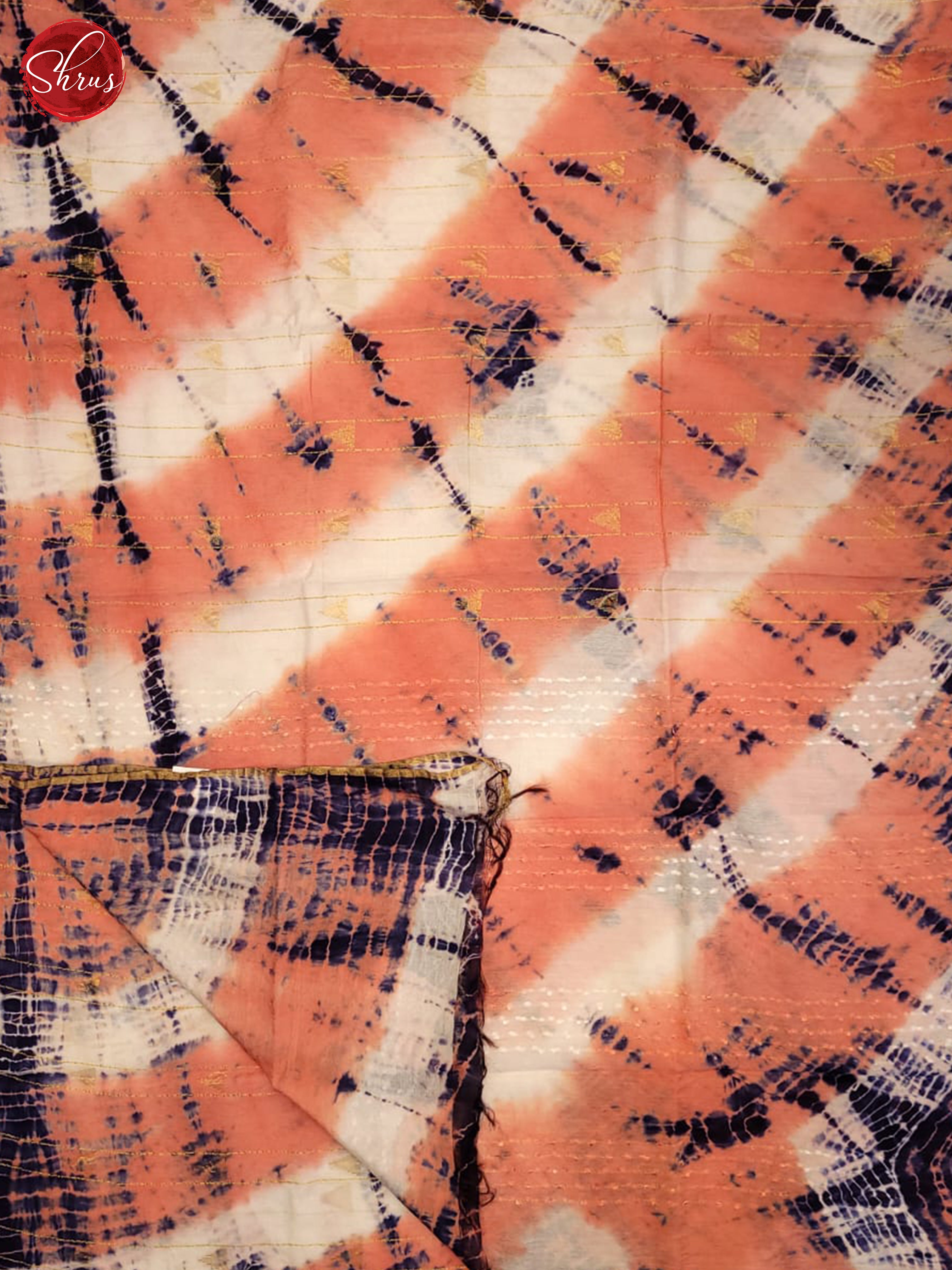 Peach & Cream - Semi Chanderi Saree - Shop on ShrusEternity.com