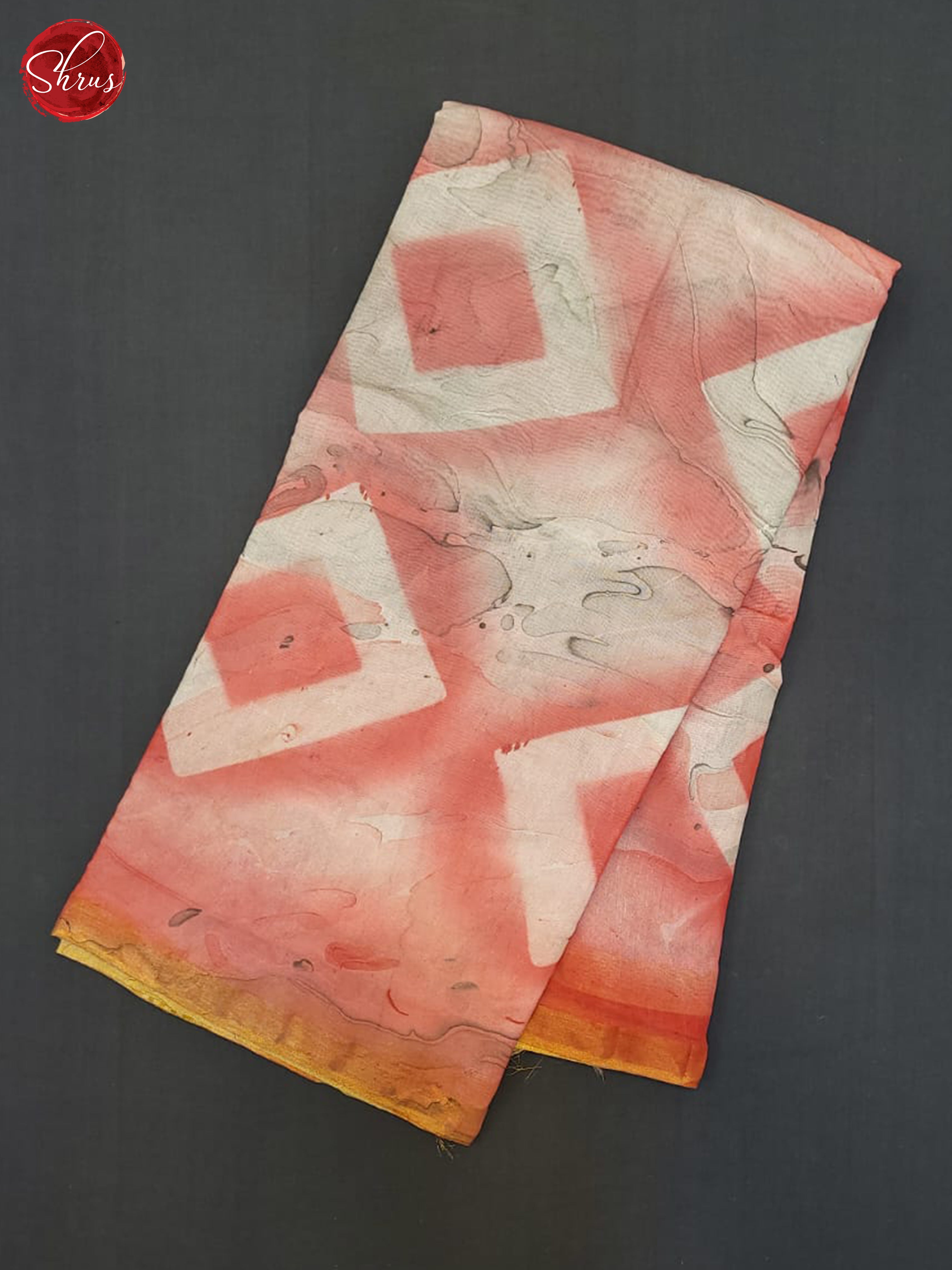 Cream & Red - Semi Chanderi Saree - Shop on ShrusEternity.com