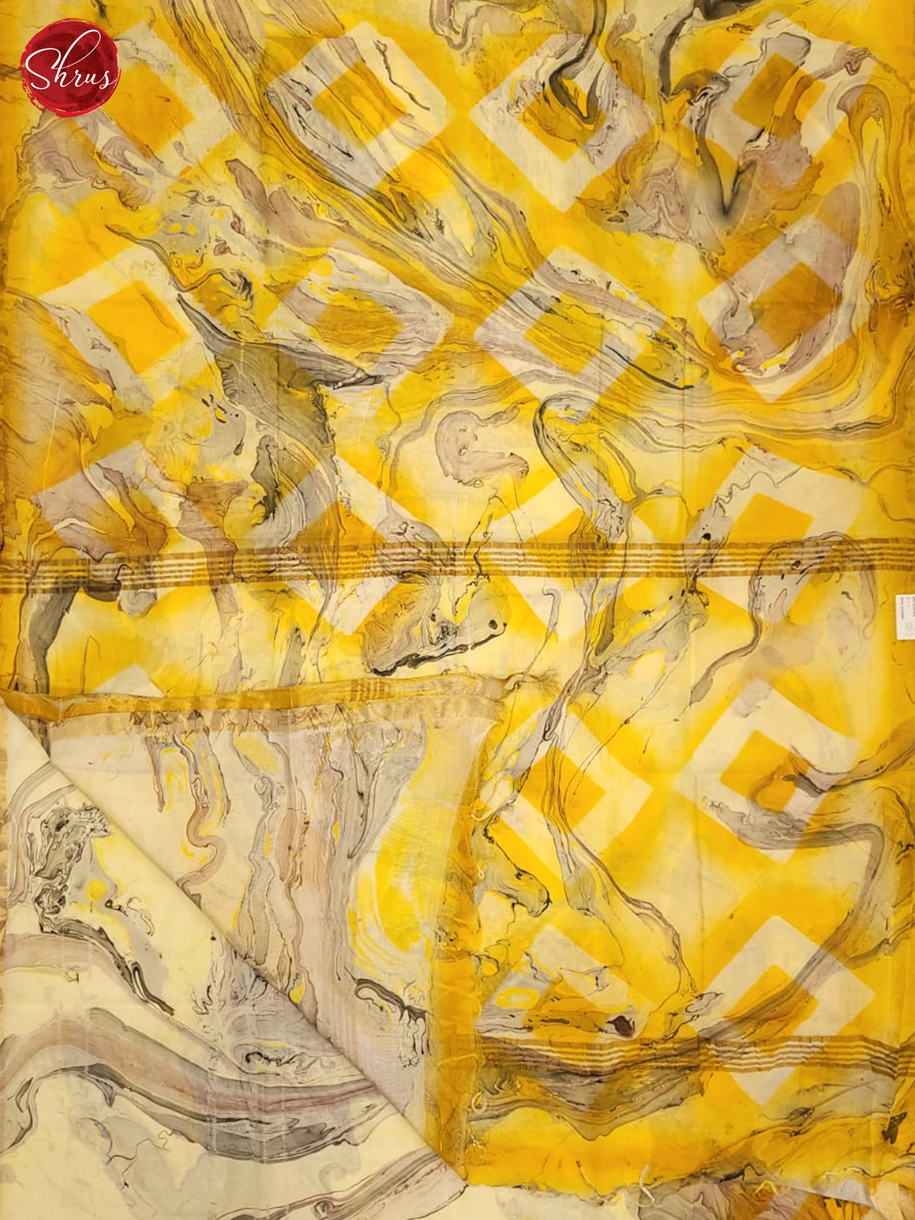 Yellow & Cream - Semi Chanderi Saree - Shop on ShrusEternity.com