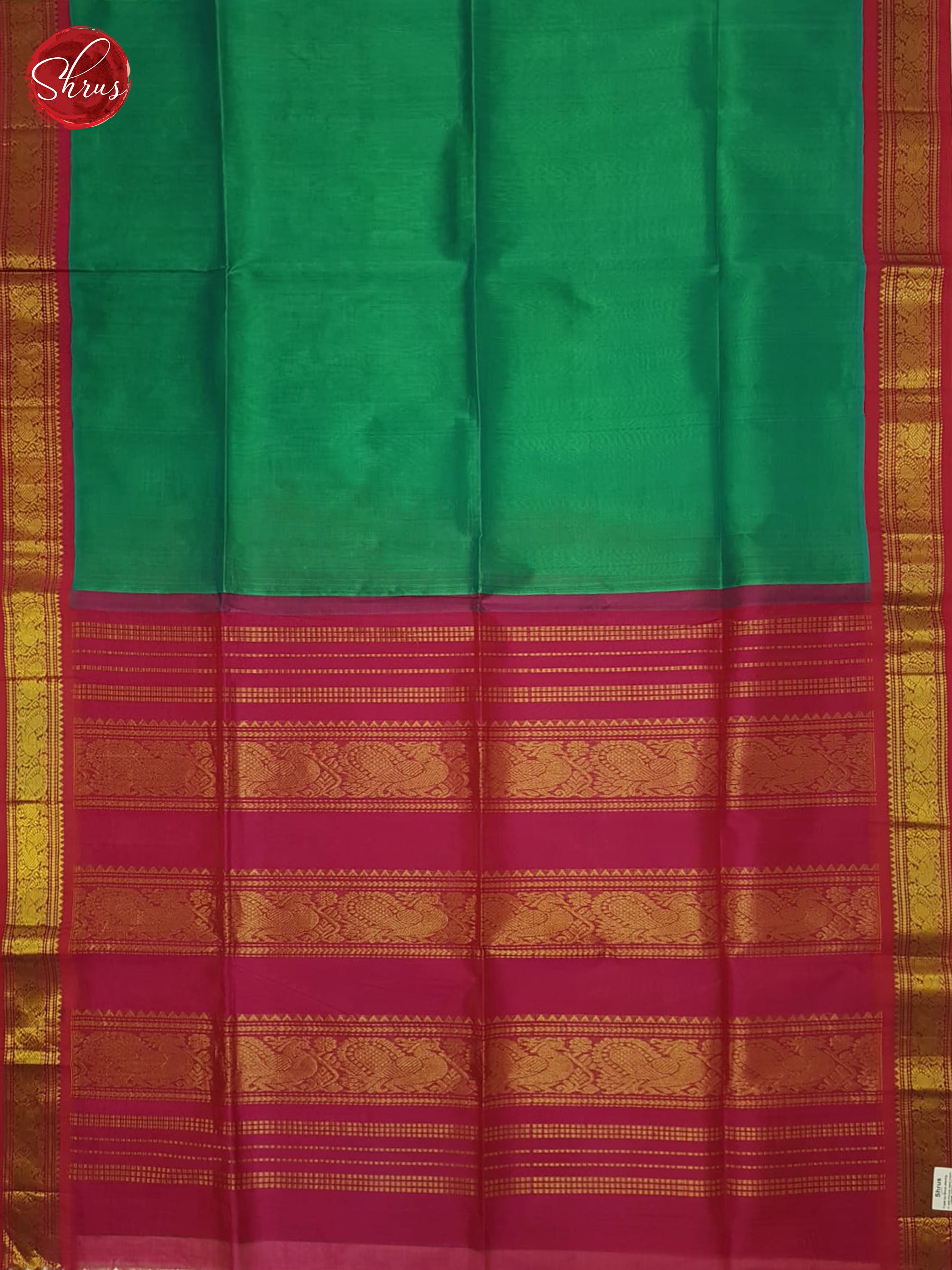 Green And Pink-Silk Cotton Saree - Shop on ShrusEternity.com