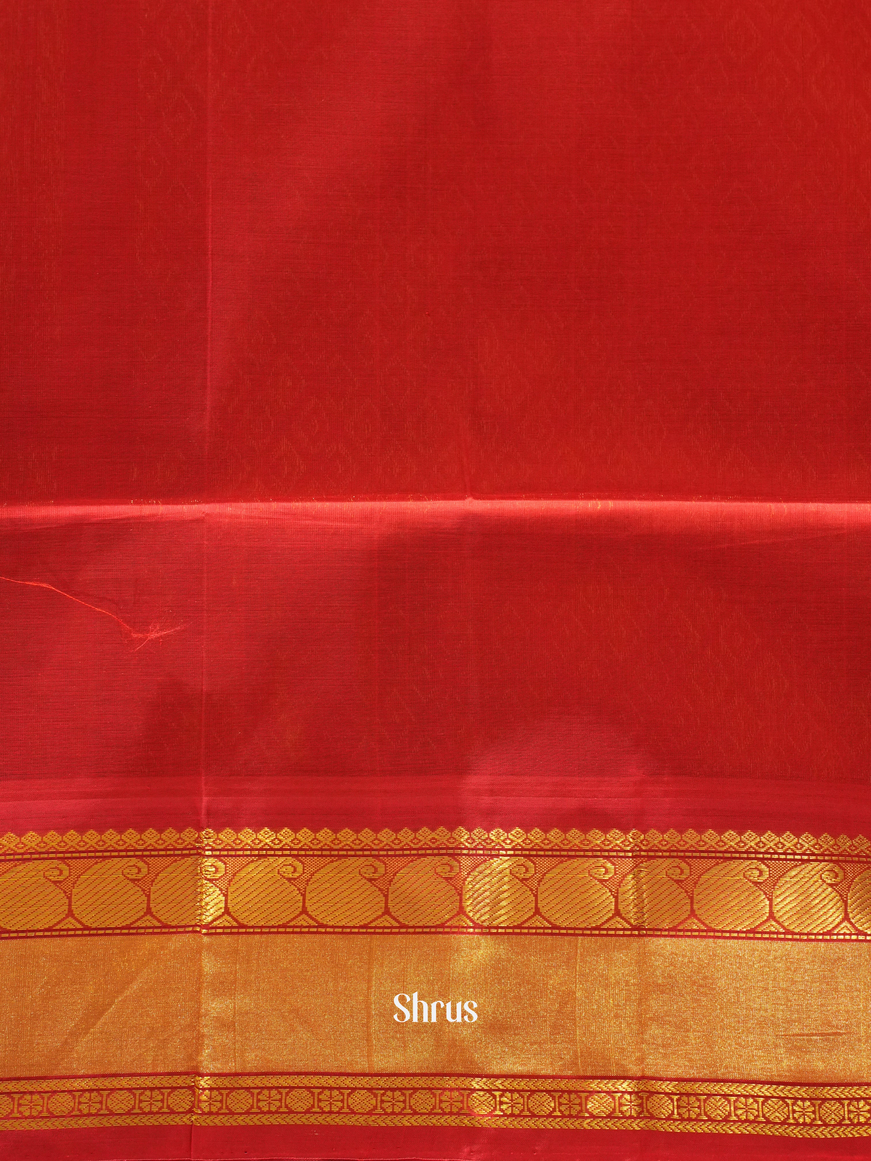 Lime Yellow And Red-Silk Cotton Saree - Shop on ShrusEternity.com