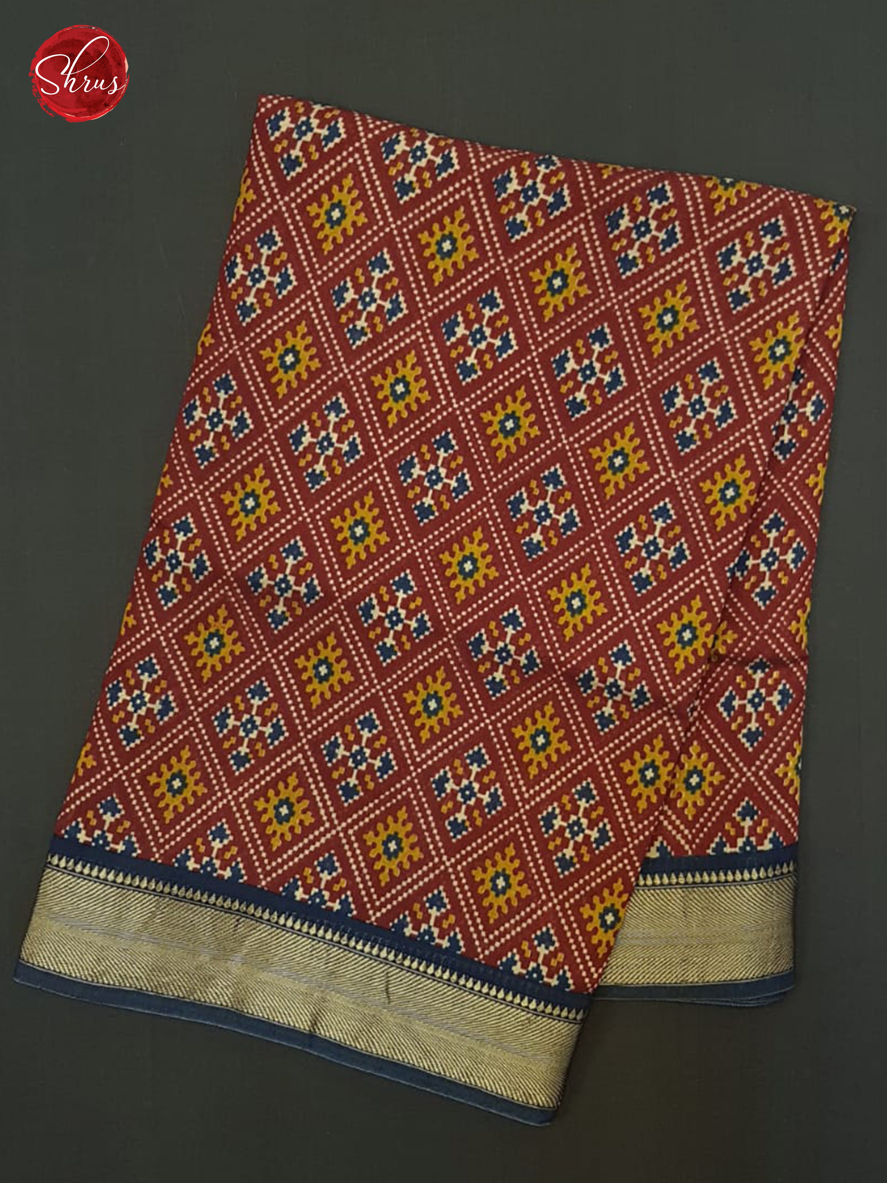 Maroon & Blue - Semi Crepe Saree - Shop on ShrusEternity.com
