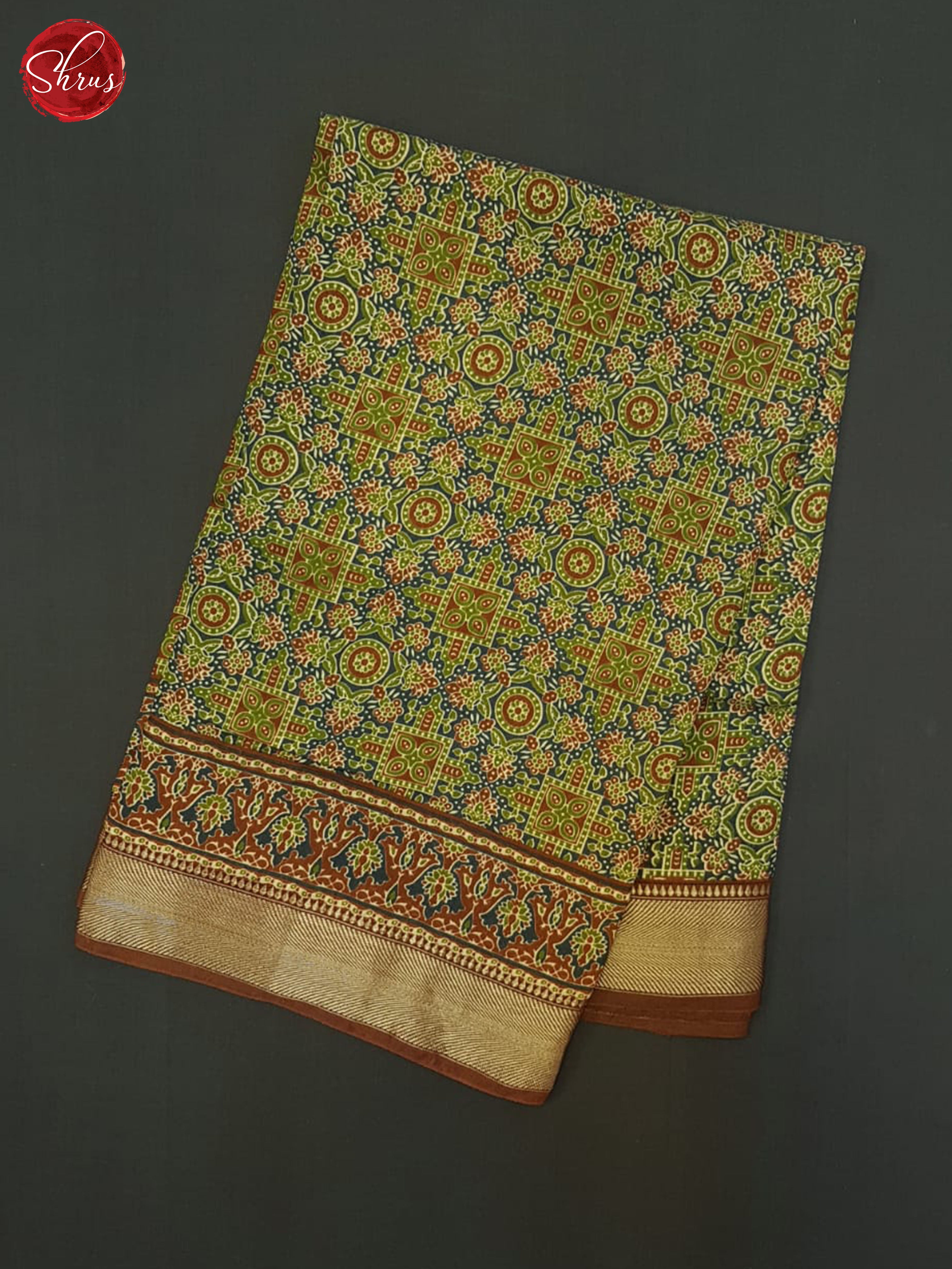 Blue, Green & Brown - Semi Crepe Saree - Shop on ShrusEternity.com