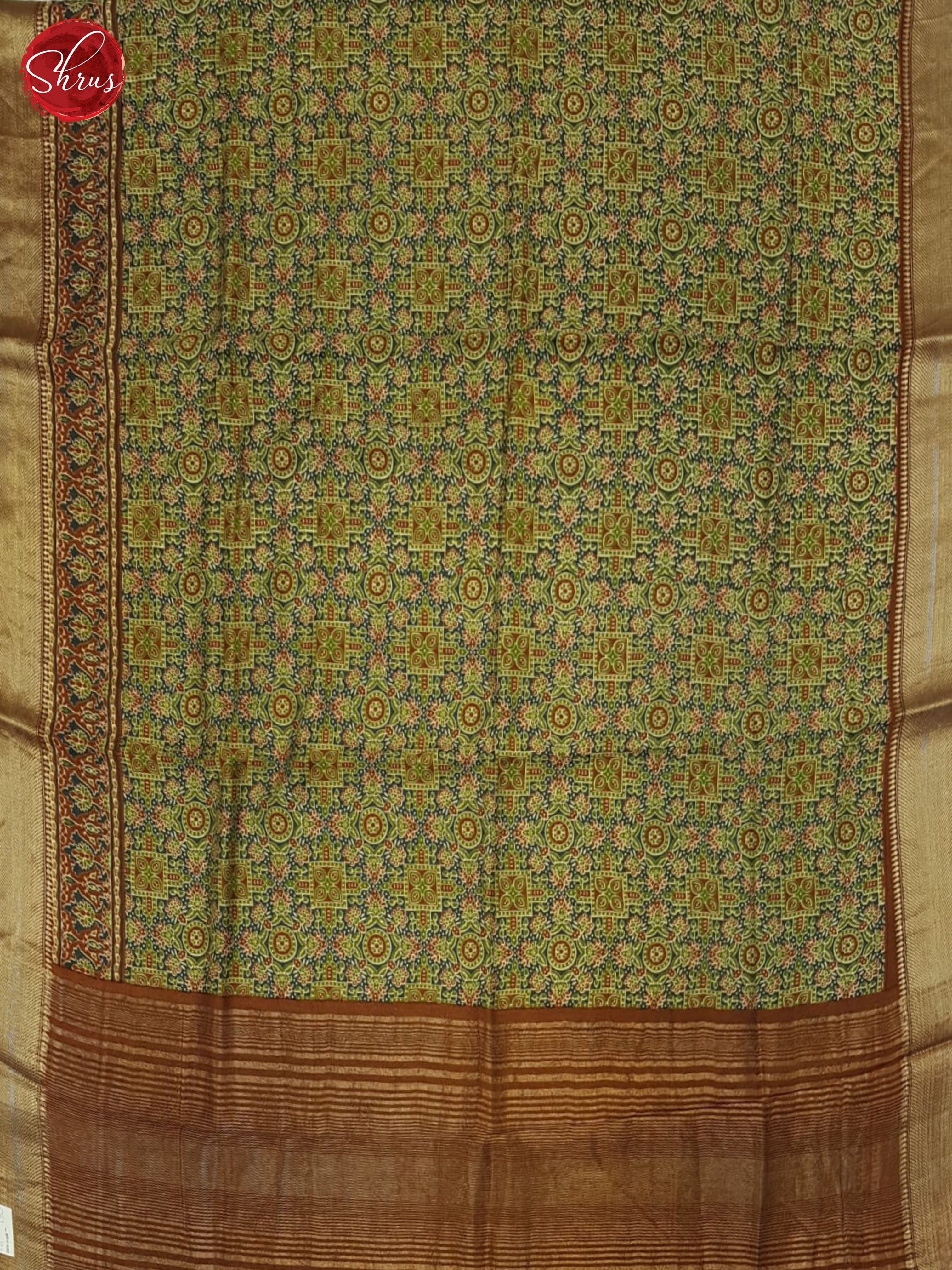 Blue, Green & Brown - Semi Crepe Saree - Shop on ShrusEternity.com