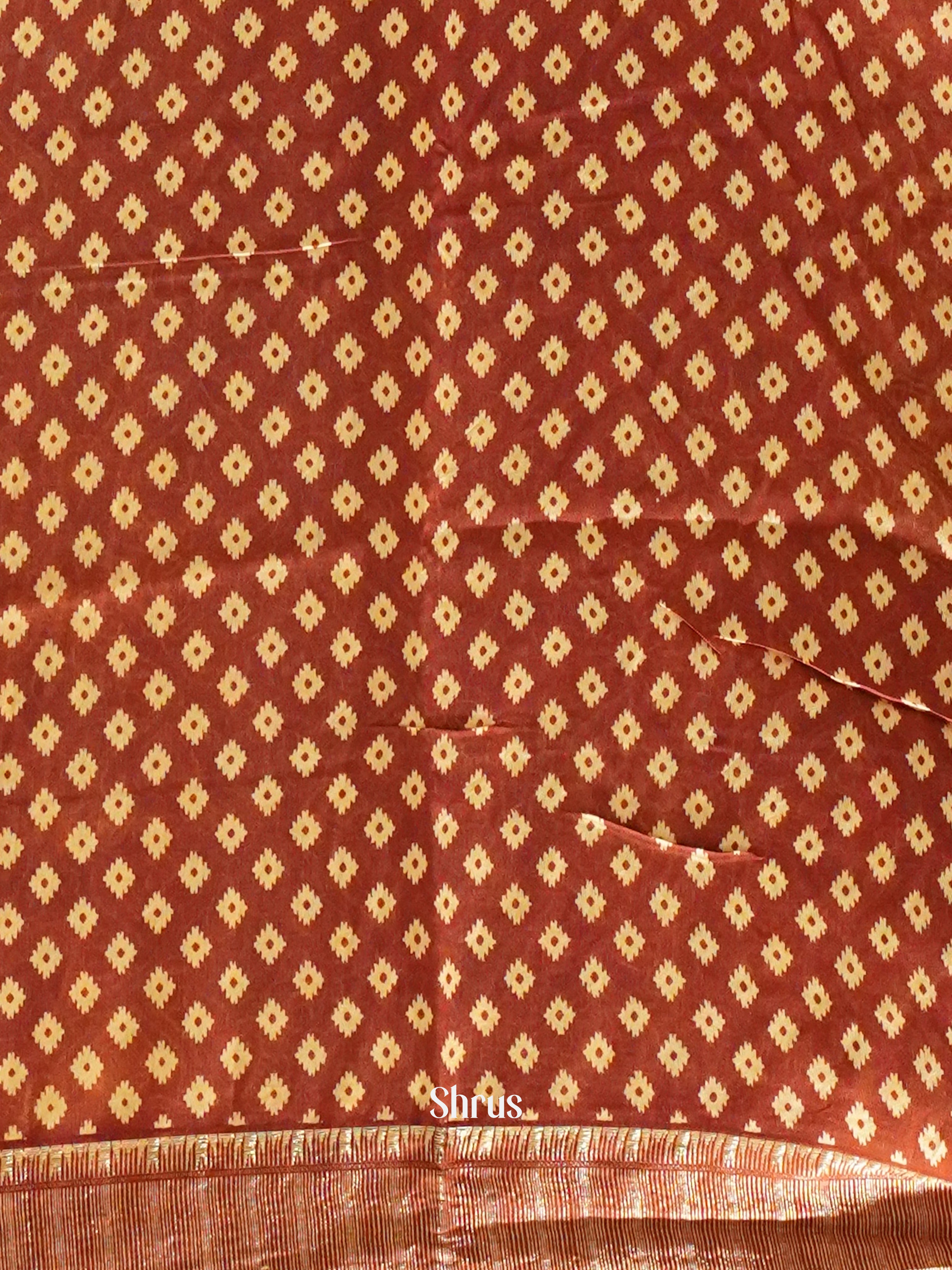 Grey & Brown - Semi Crepe Saree - Shop on ShrusEternity.com