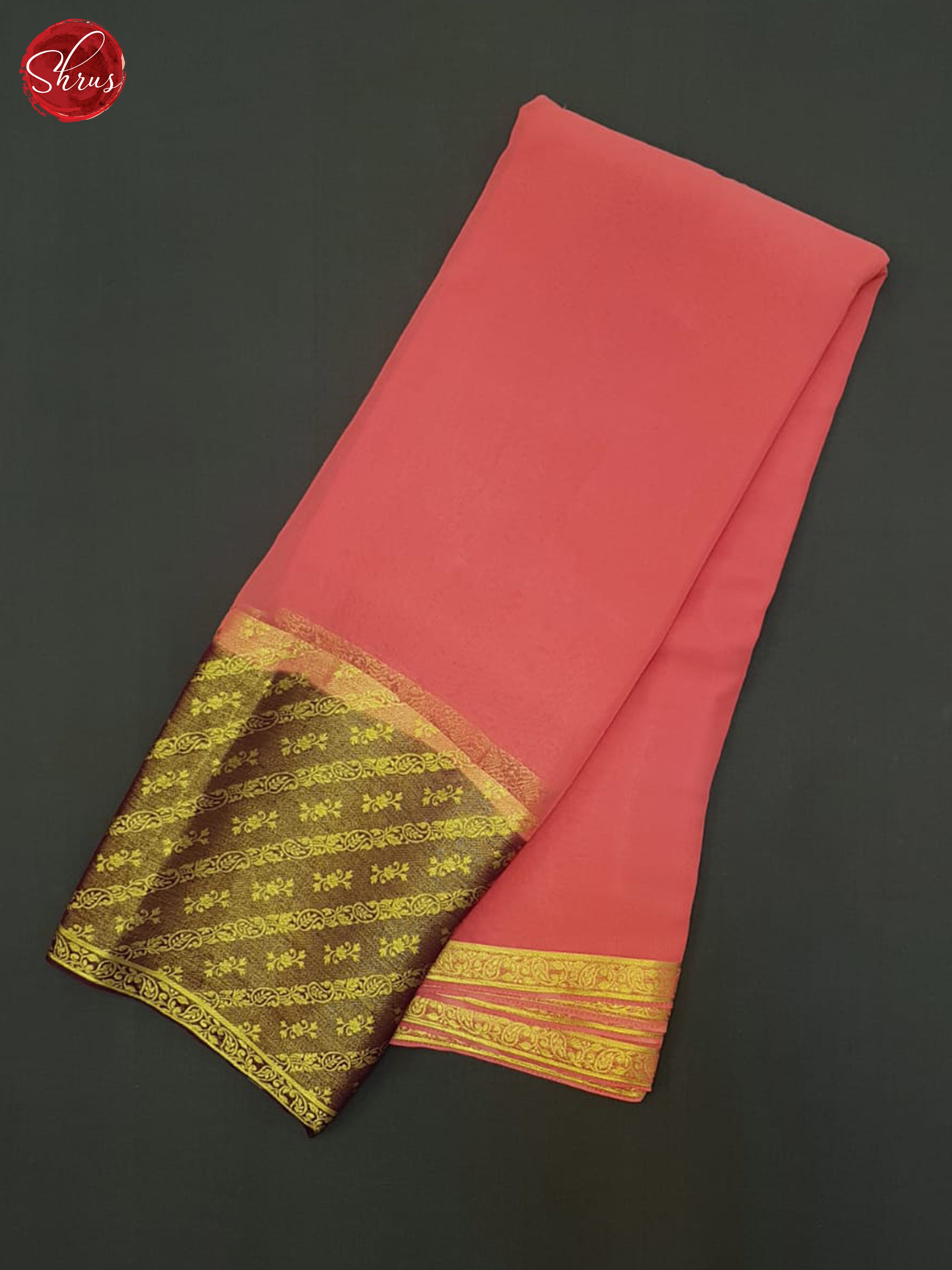 Pink & Brown - Semi Mysore Silk Saree - Shop on ShrusEternity.com