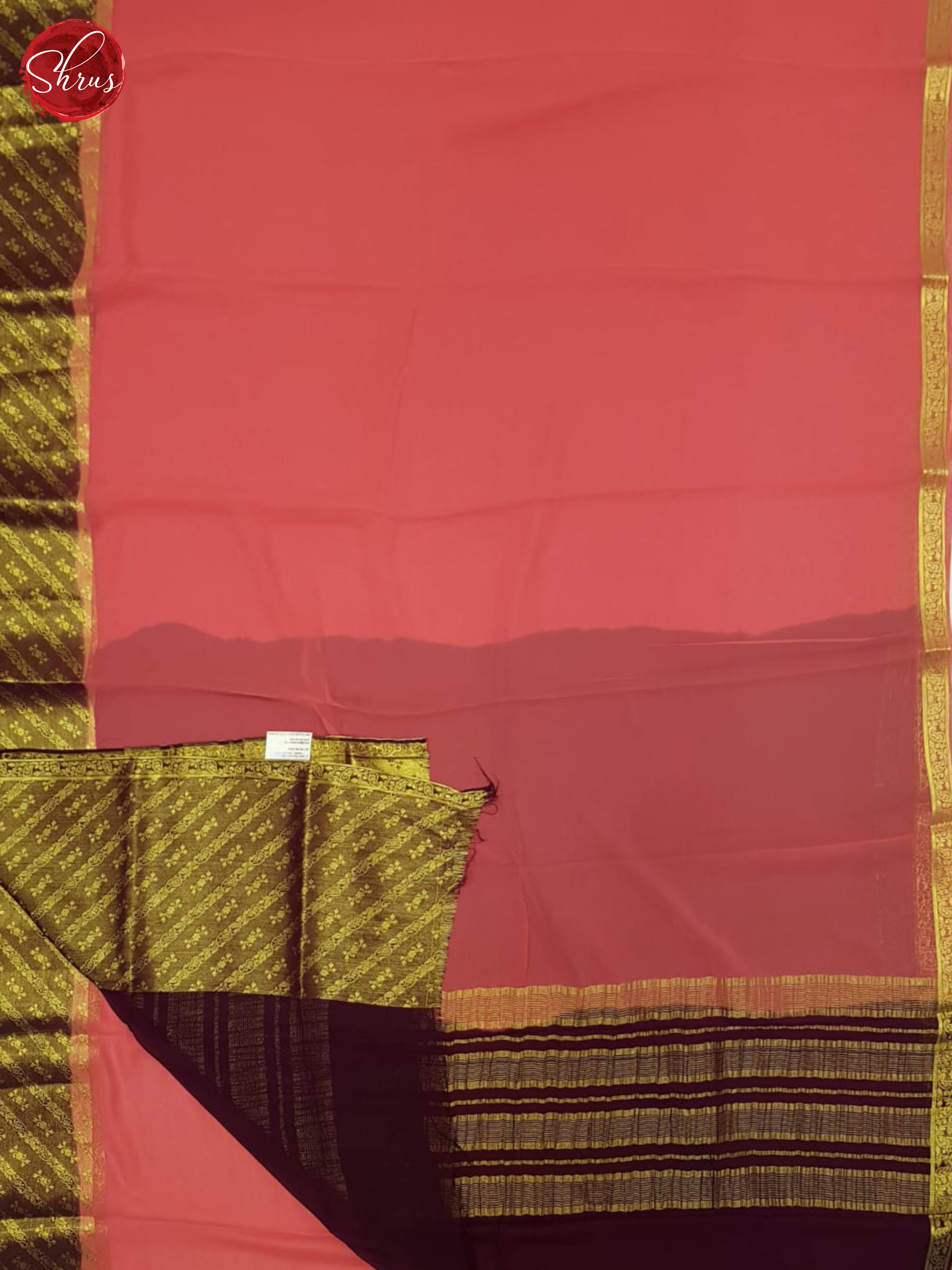 Pink & Brown - Semi Mysore Silk Saree - Shop on ShrusEternity.com