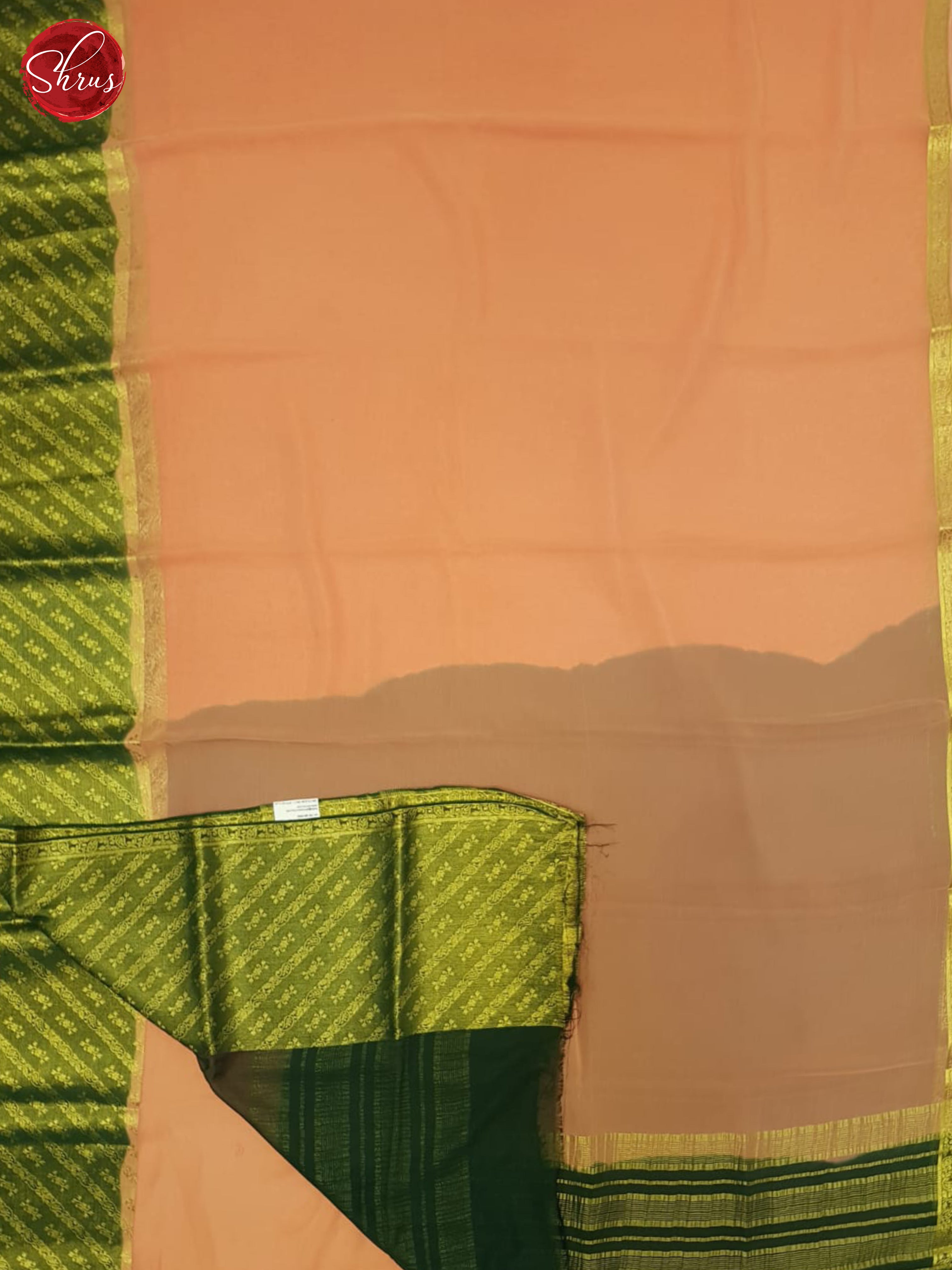Peach & Green - Semi Mysore Silk Saree - Shop on ShrusEternity.com