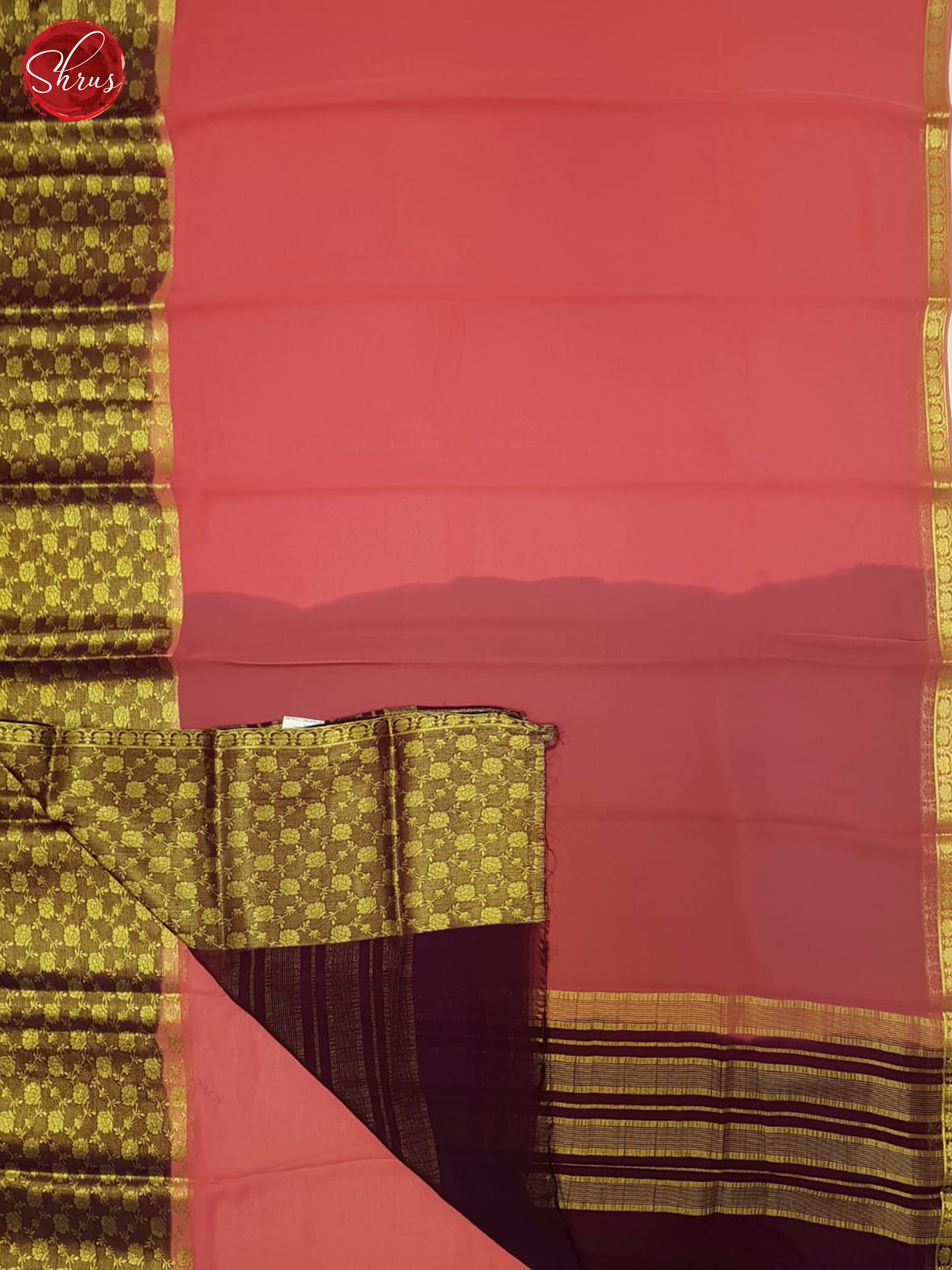 Pink & Brown - Semi Mysore Silk Saree - Shop on ShrusEternity.com