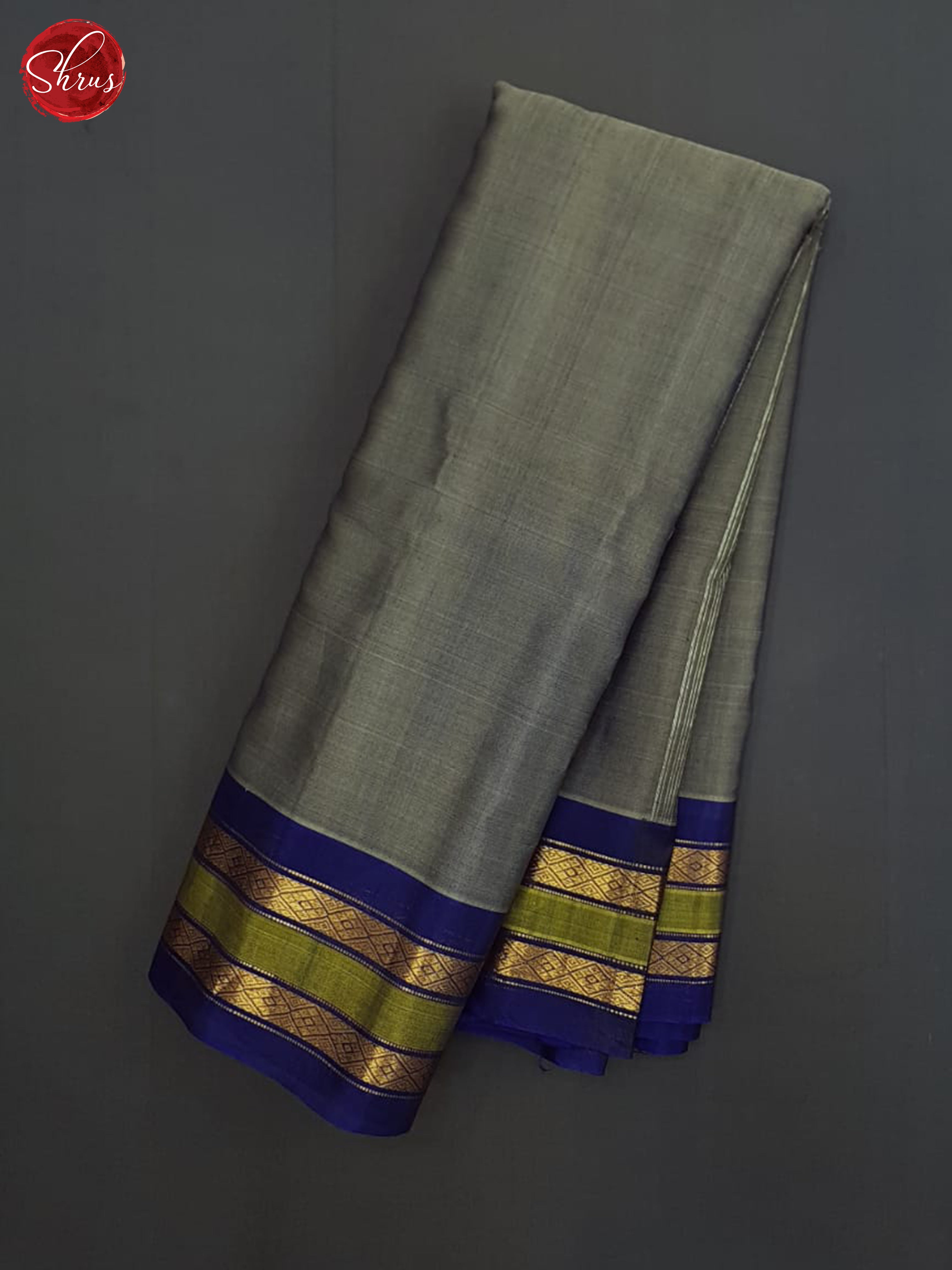Grey And Blue- Gadwal Silk Cotton Saree - Shop on ShrusEternity.com