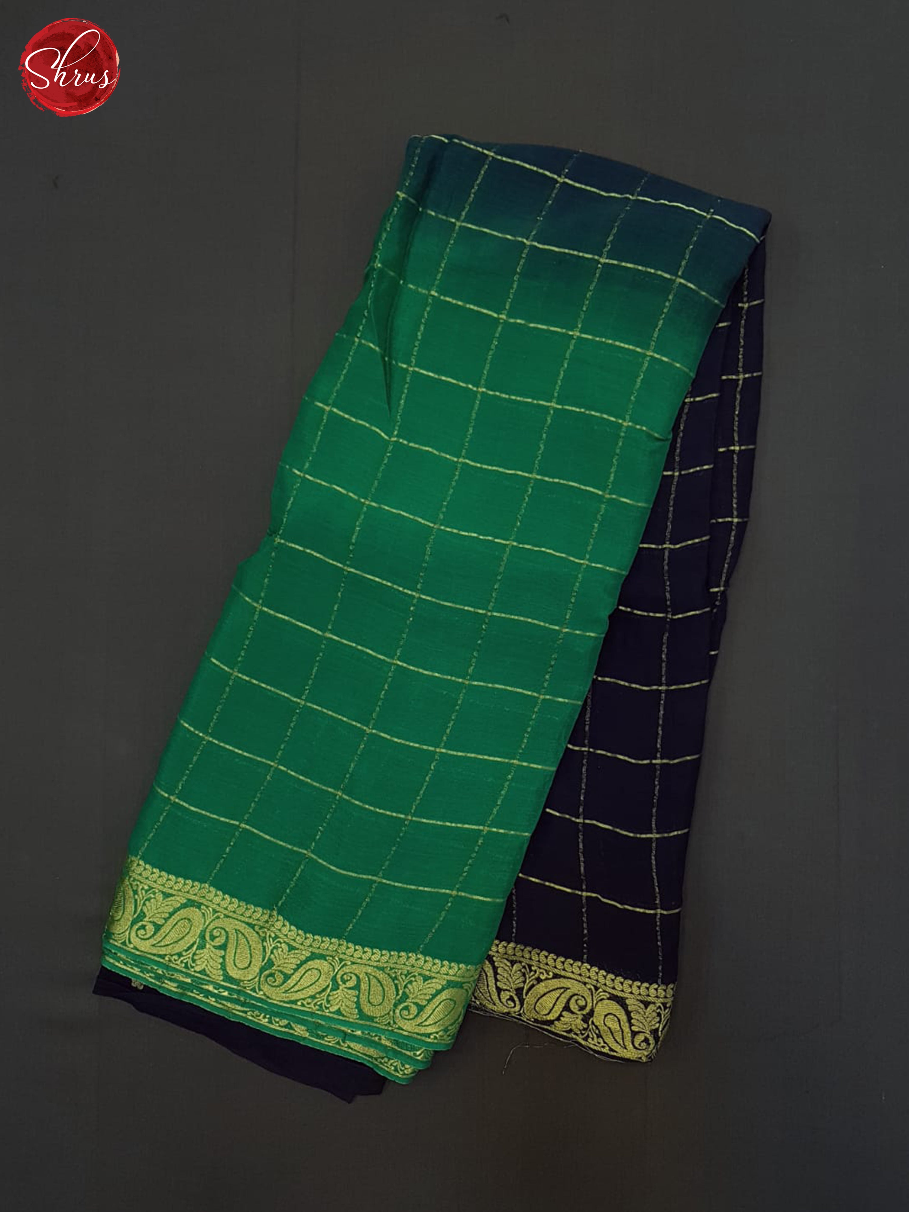 Green And Blue-Semi crepe saree - Shop on ShrusEternity.com