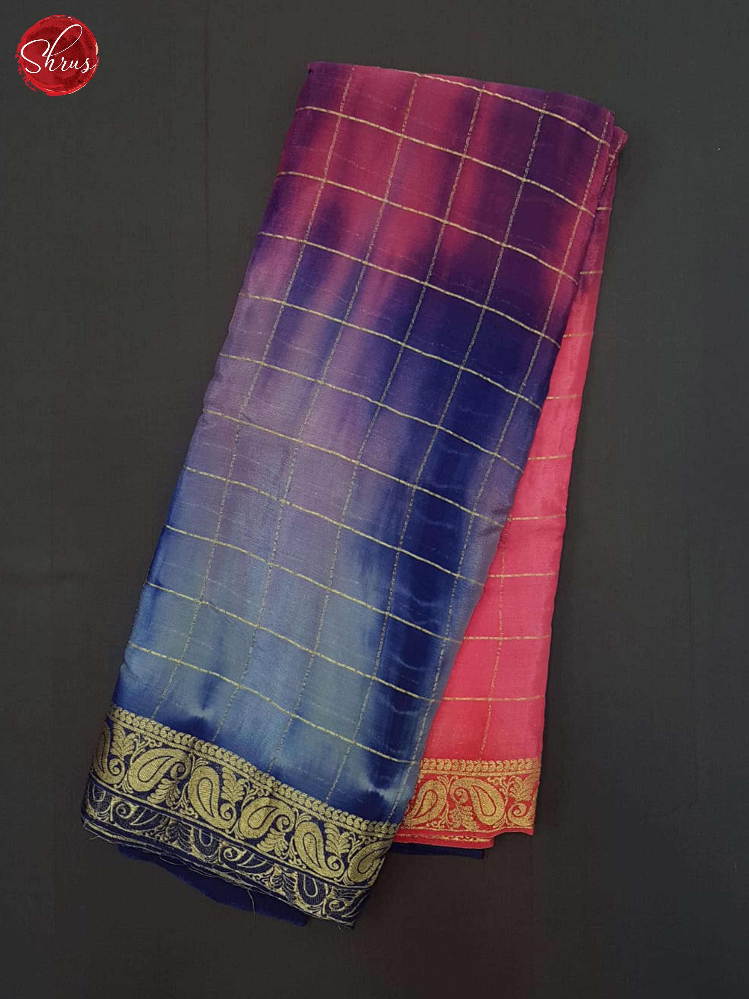 Blue And Pink-Semi crepe saree - Shop on ShrusEternity.com
