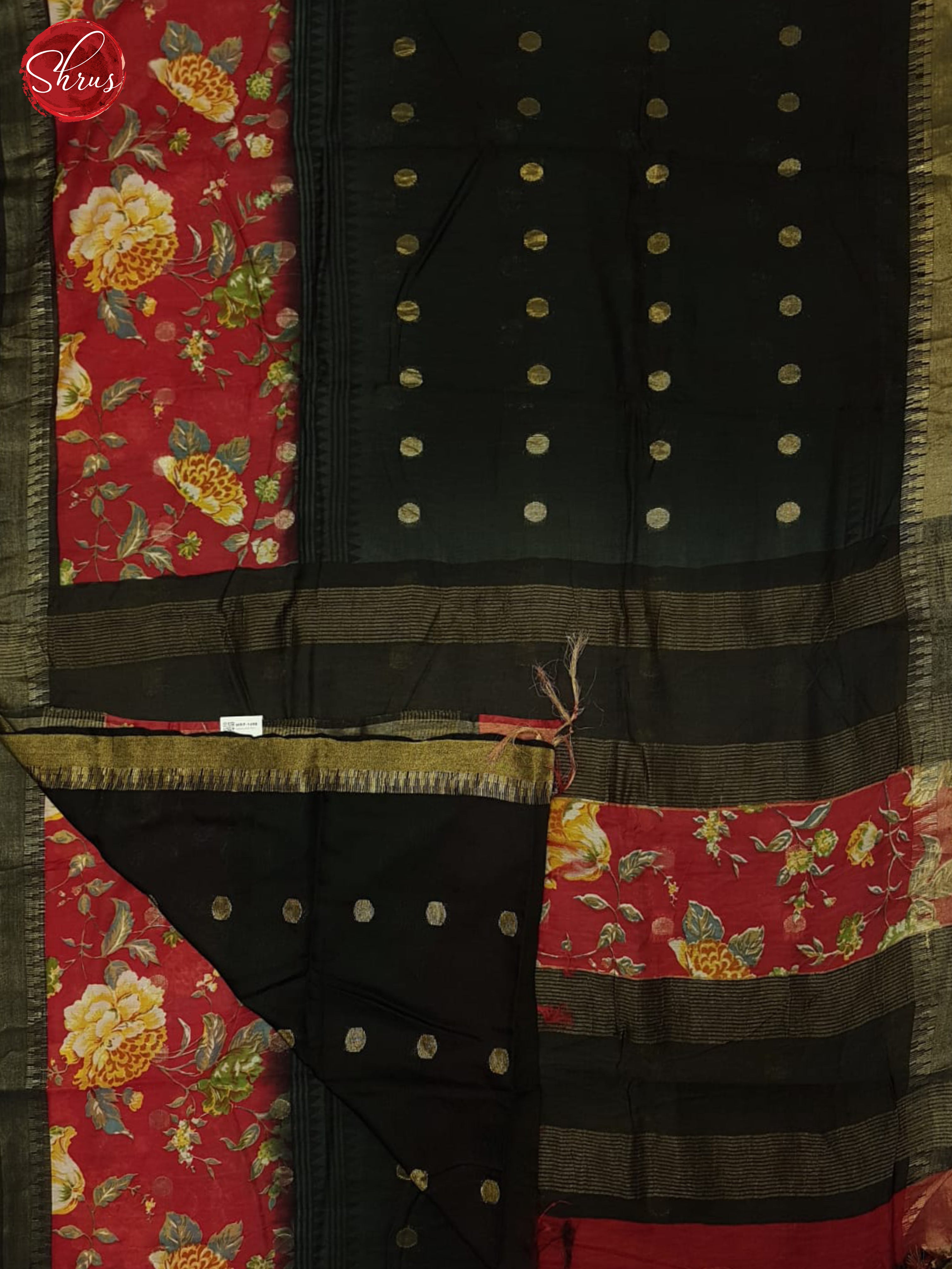 Black And Red-Linen Cotton saree - Shop on ShrusEternity.com