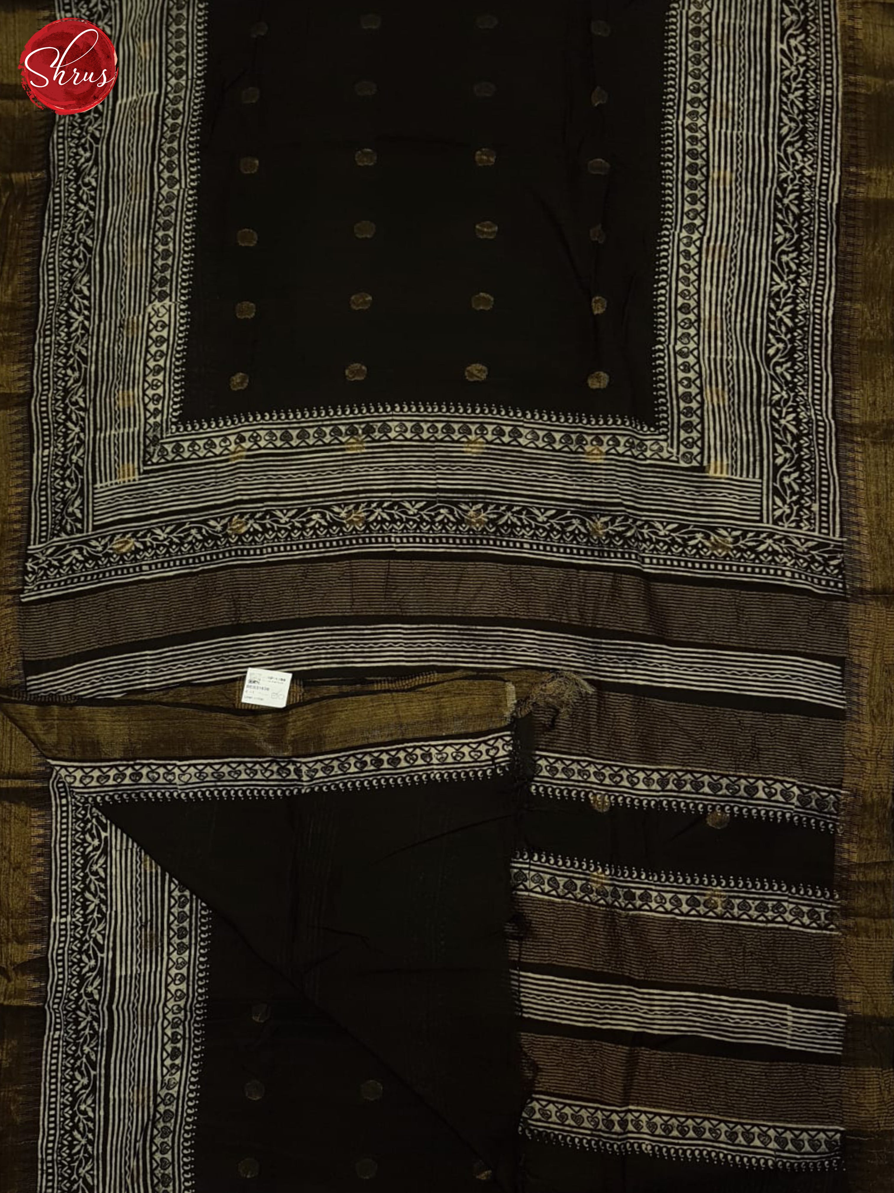 Black(single tone)-linen cotton saree - Shop on ShrusEternity.com