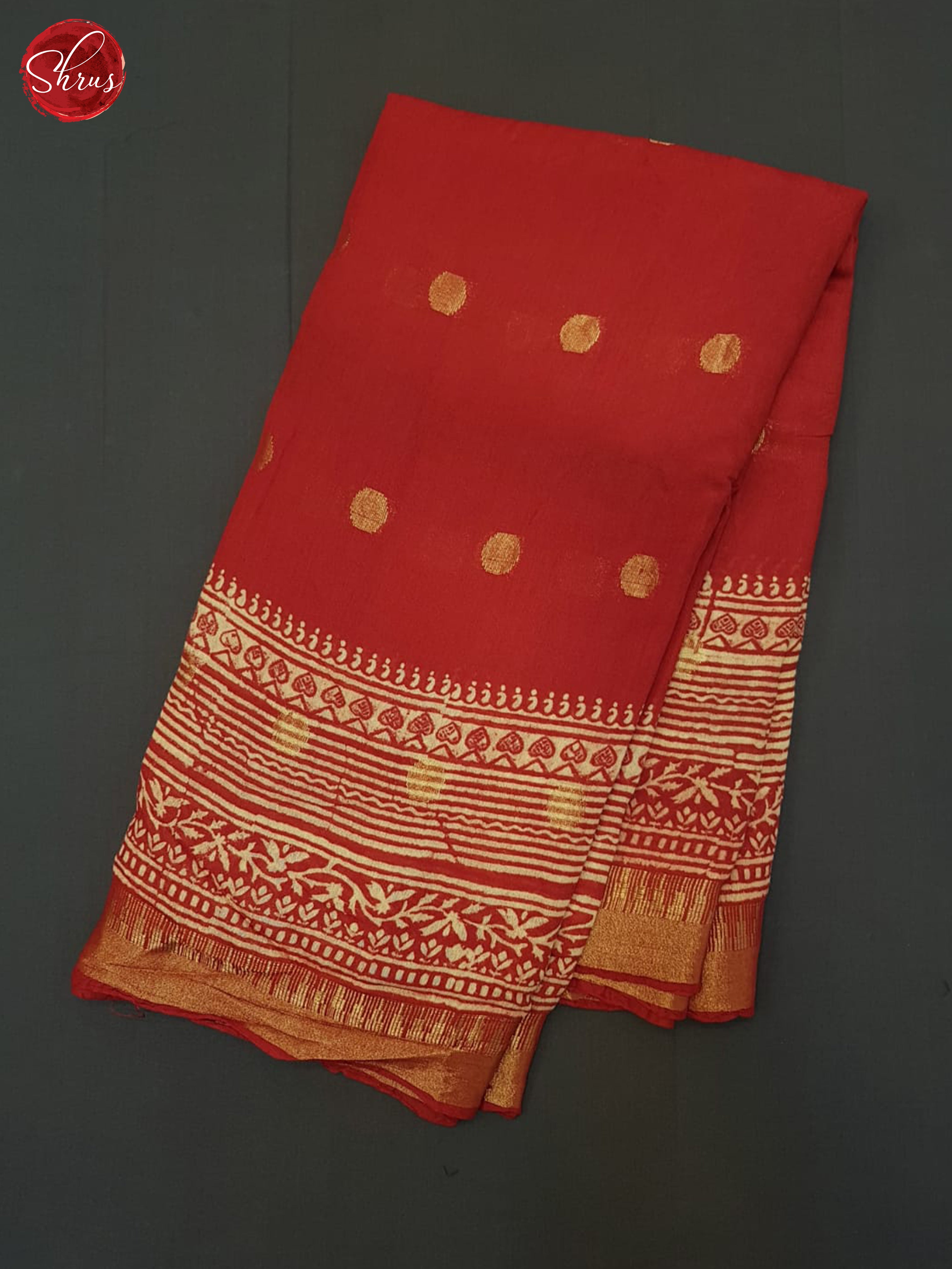 Red(single tone)-Linen cotton saree - Shop on ShrusEternity.com