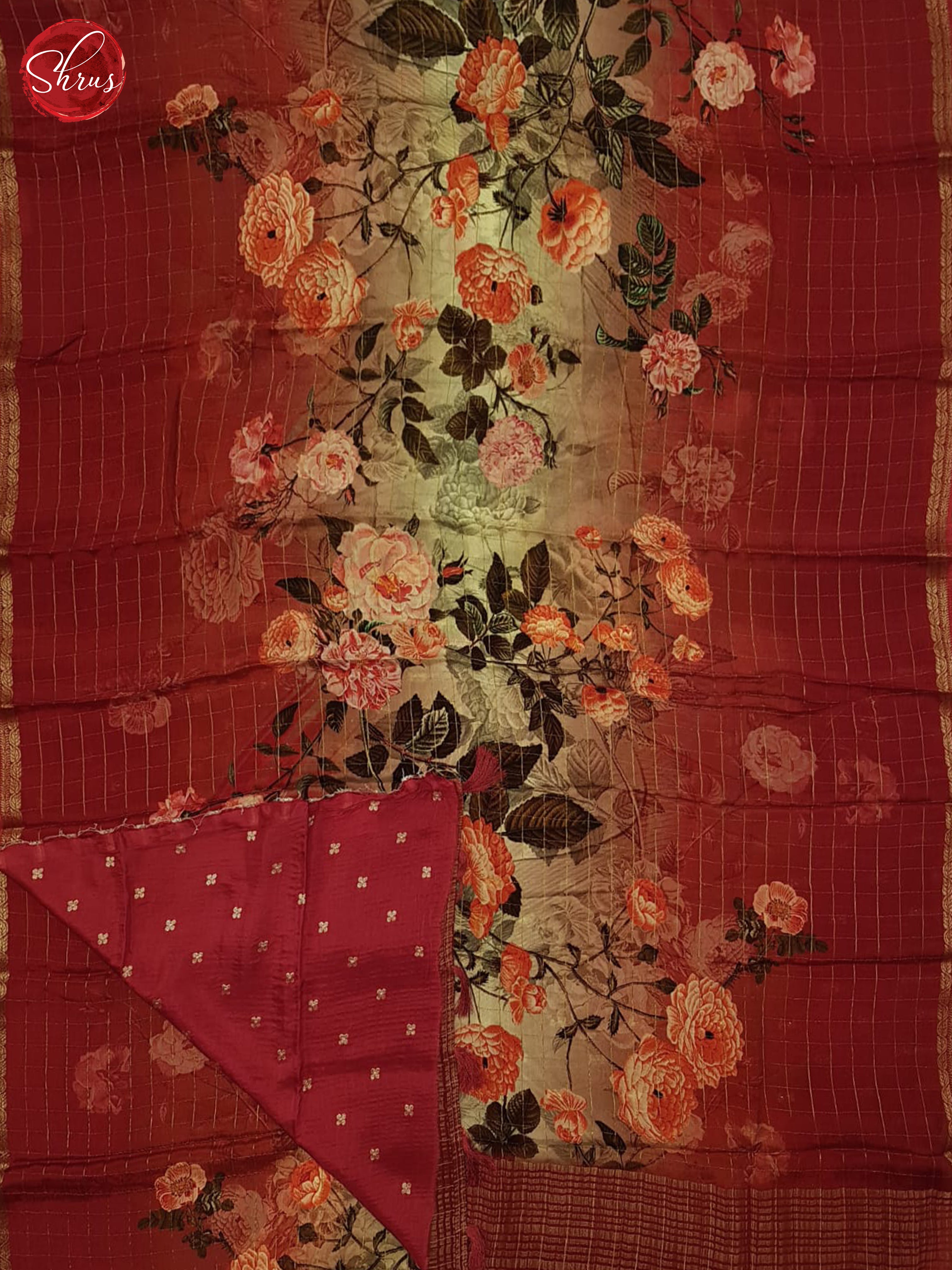 Green and Red-semi crepe saree - Shop on ShrusEternity.com