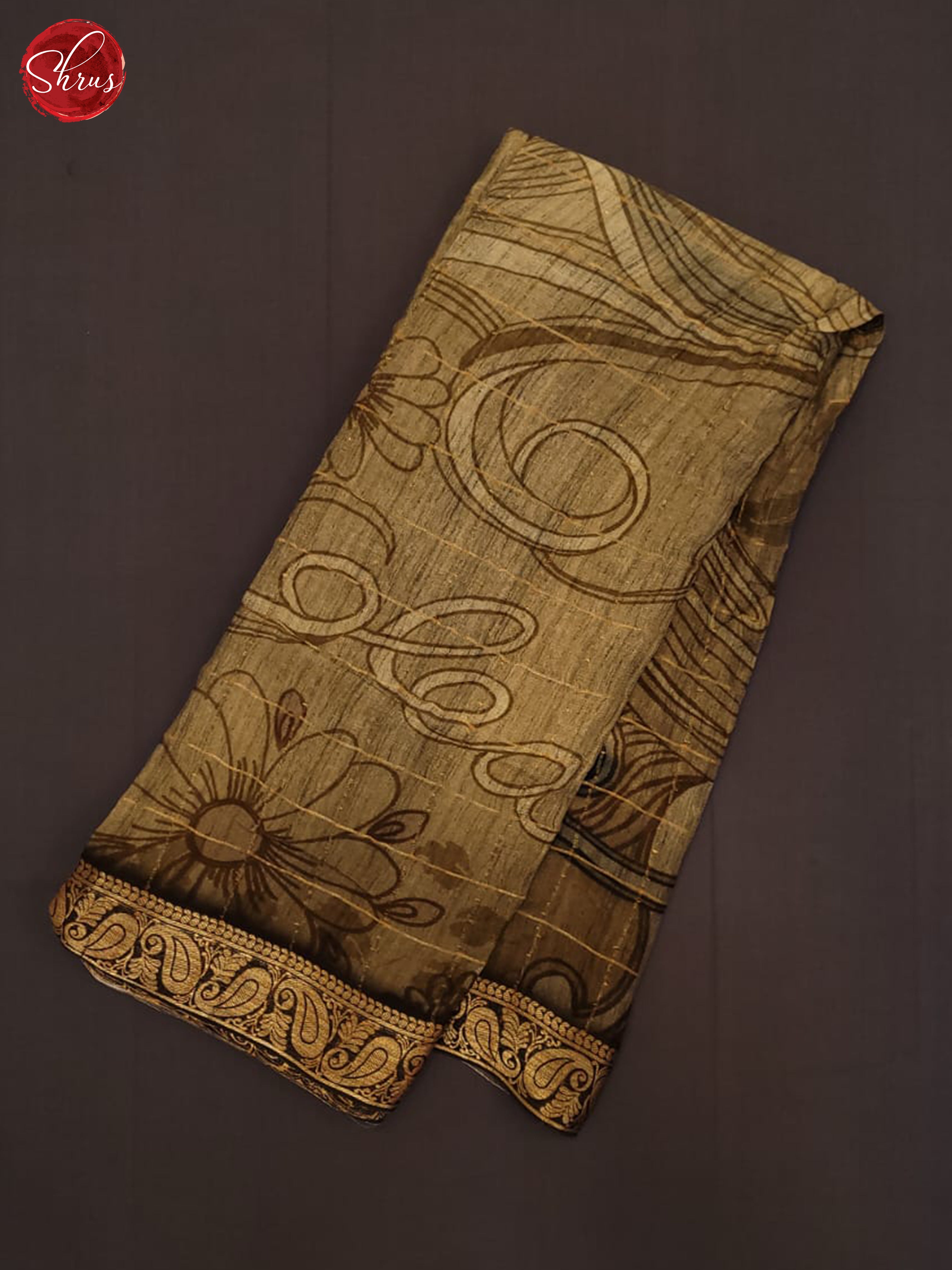 Elachi Green and Brown-semi crepe saree - Shop on ShrusEternity.com