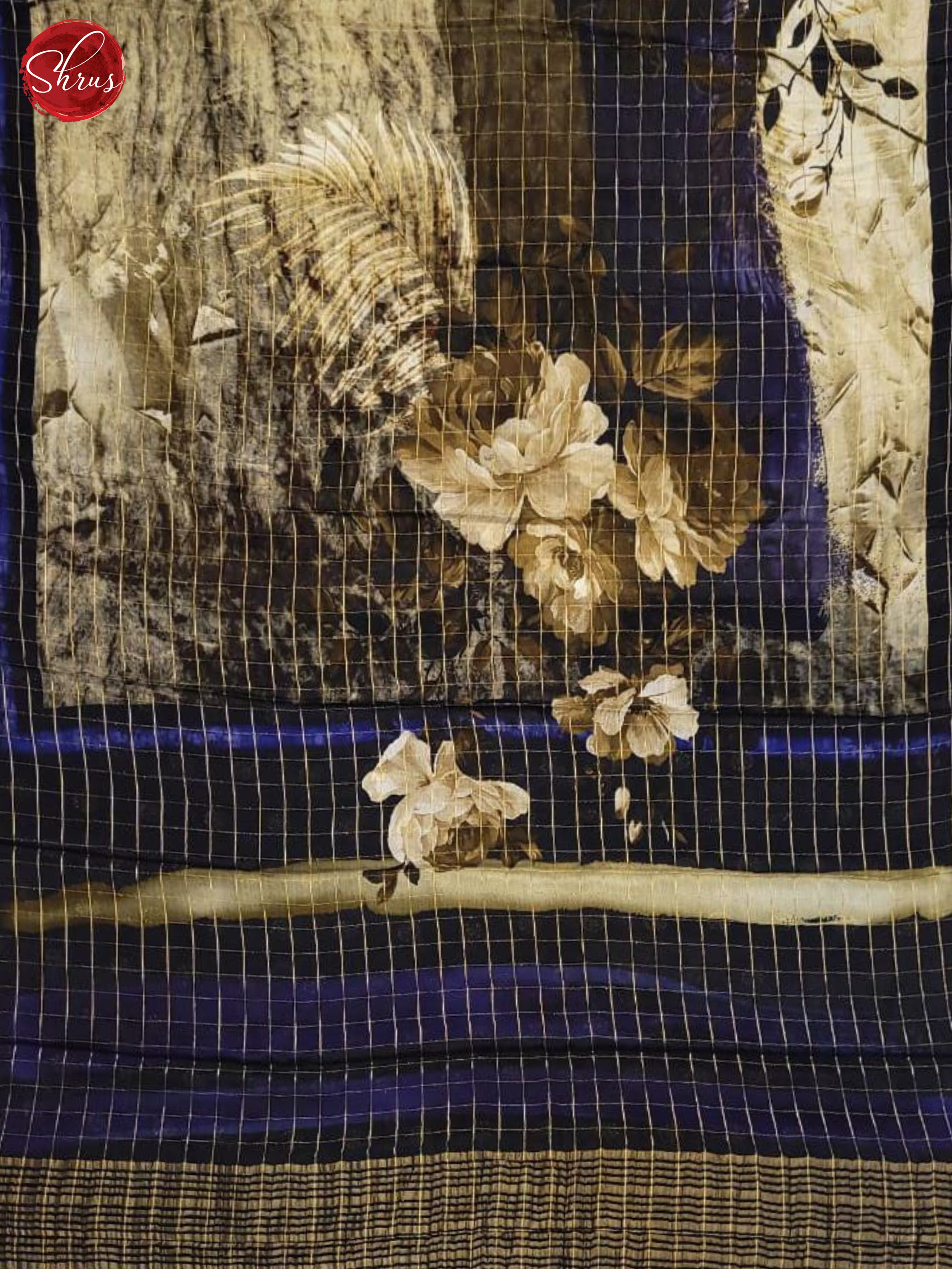 Grey & Black - Semi Crepe Saree - Shop on ShrusEternity.com