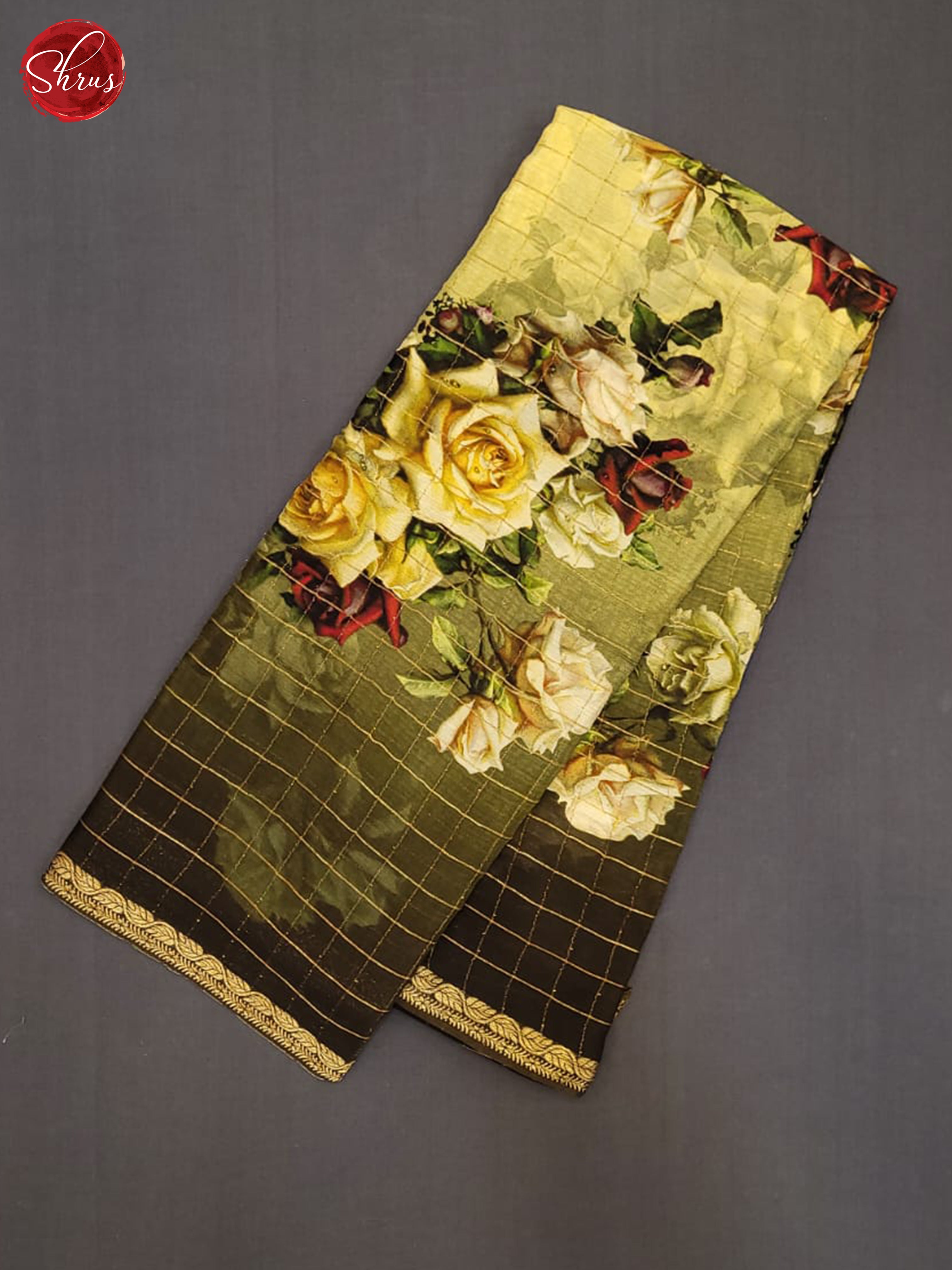 Green & Brown- Semi Crepe Saree - Shop on ShrusEternity.com