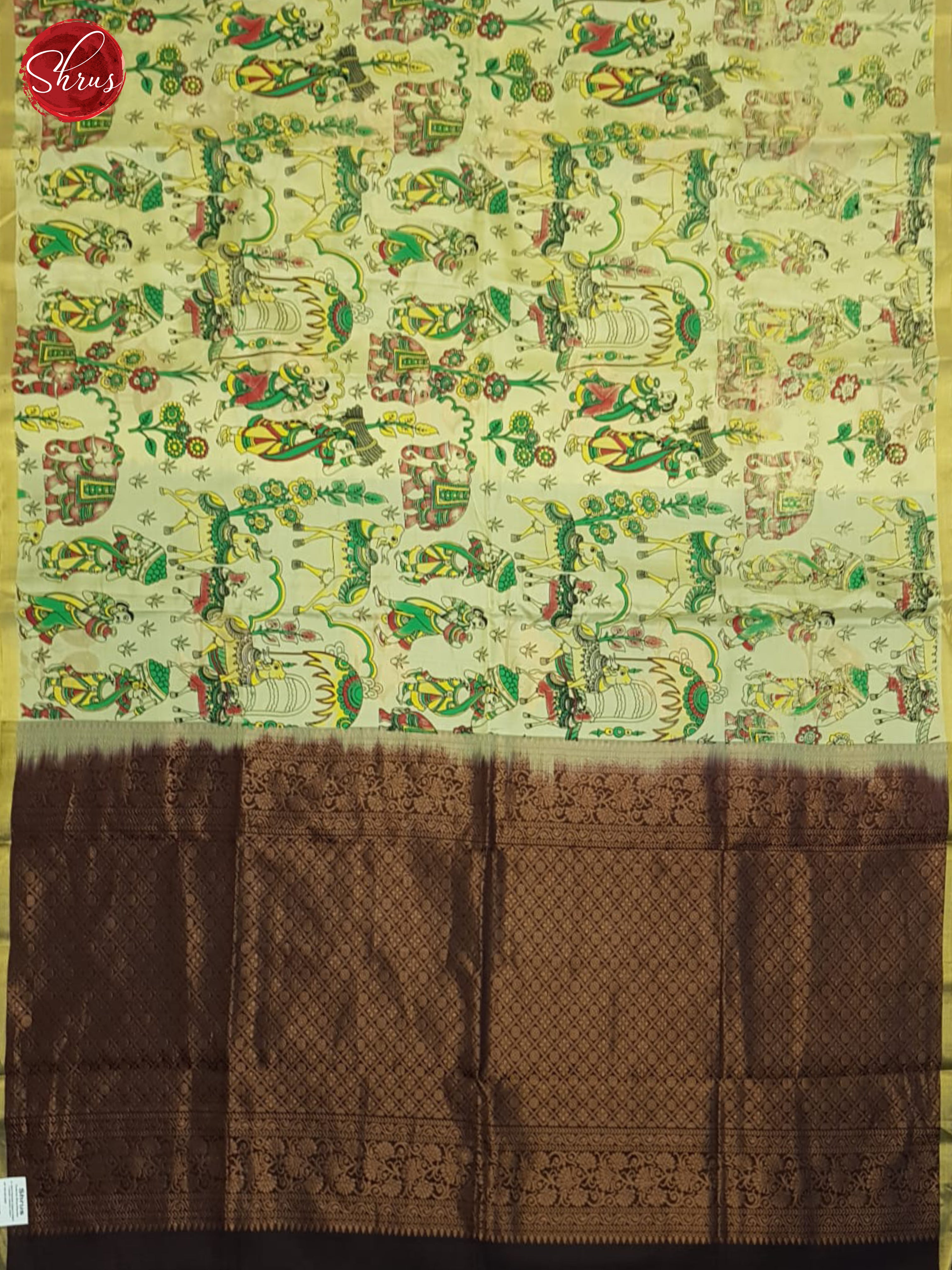 Cream & Brown - Softsilk-halfpure saree - Shop on ShrusEternity.com