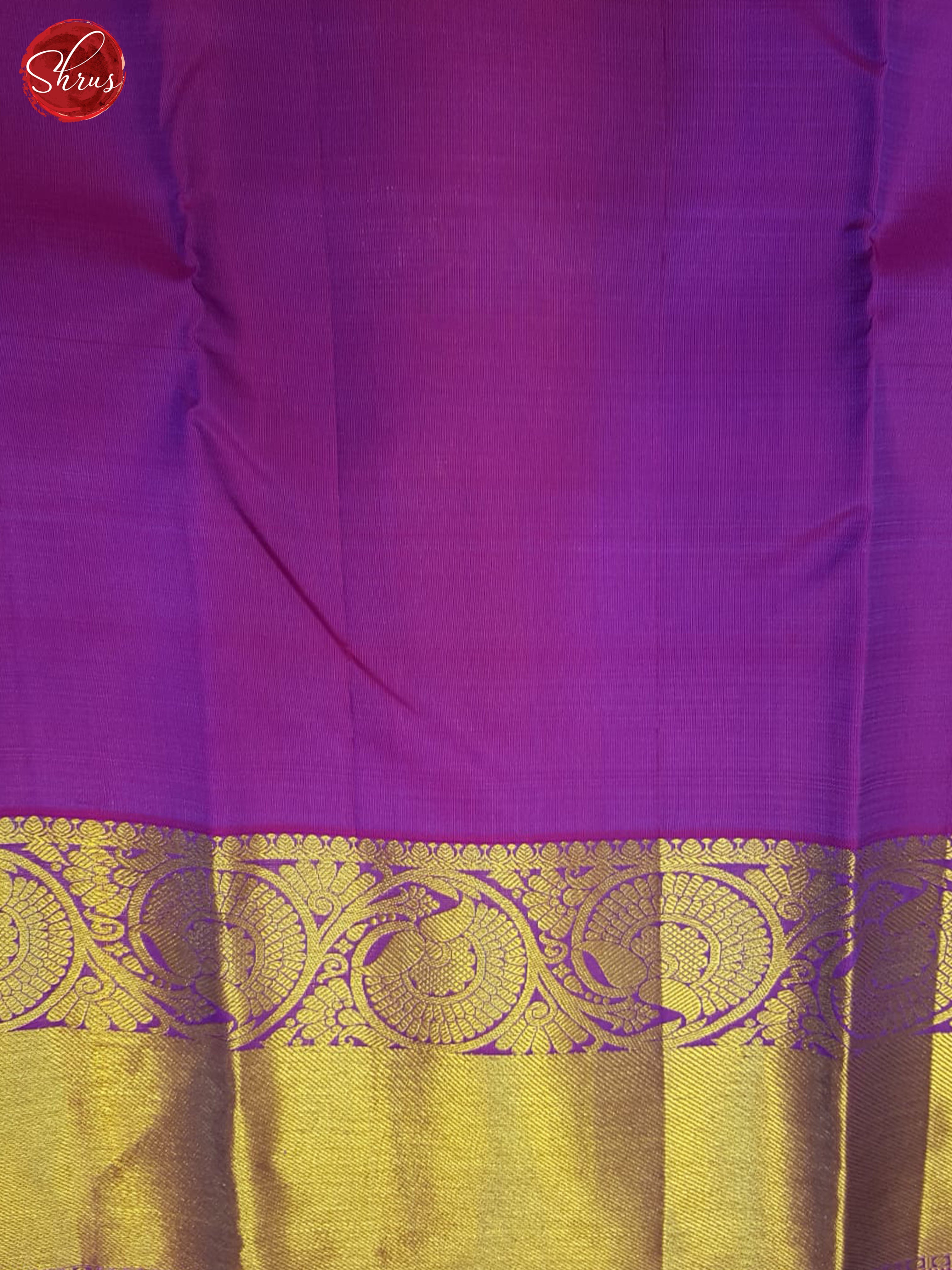 Ethreal Green & Majenta Korvai Kanchipuram Silk Saree With Golden Zari Woven Floral Motifs-5