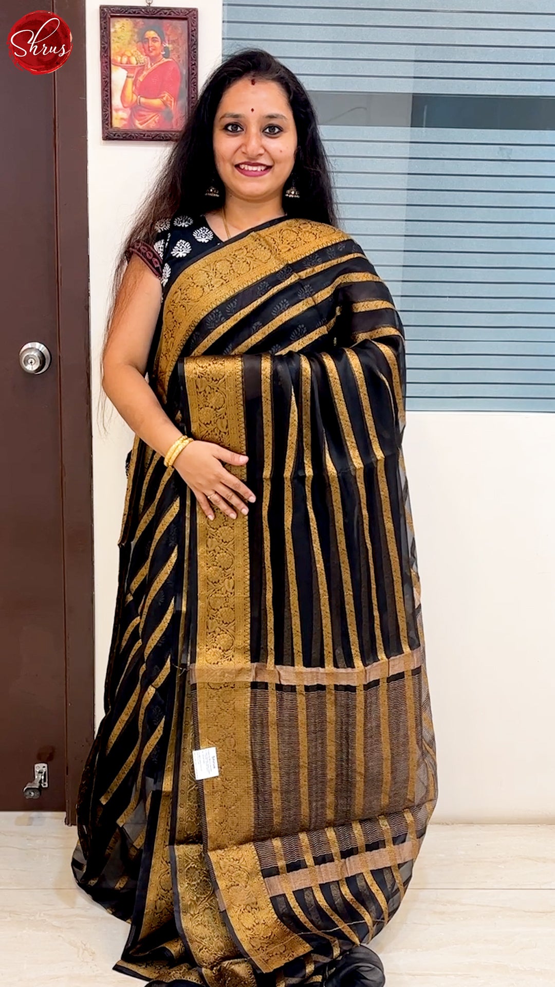 Black (Single Tone) - Semi Organza Saree - Shop on ShrusEternity.com
