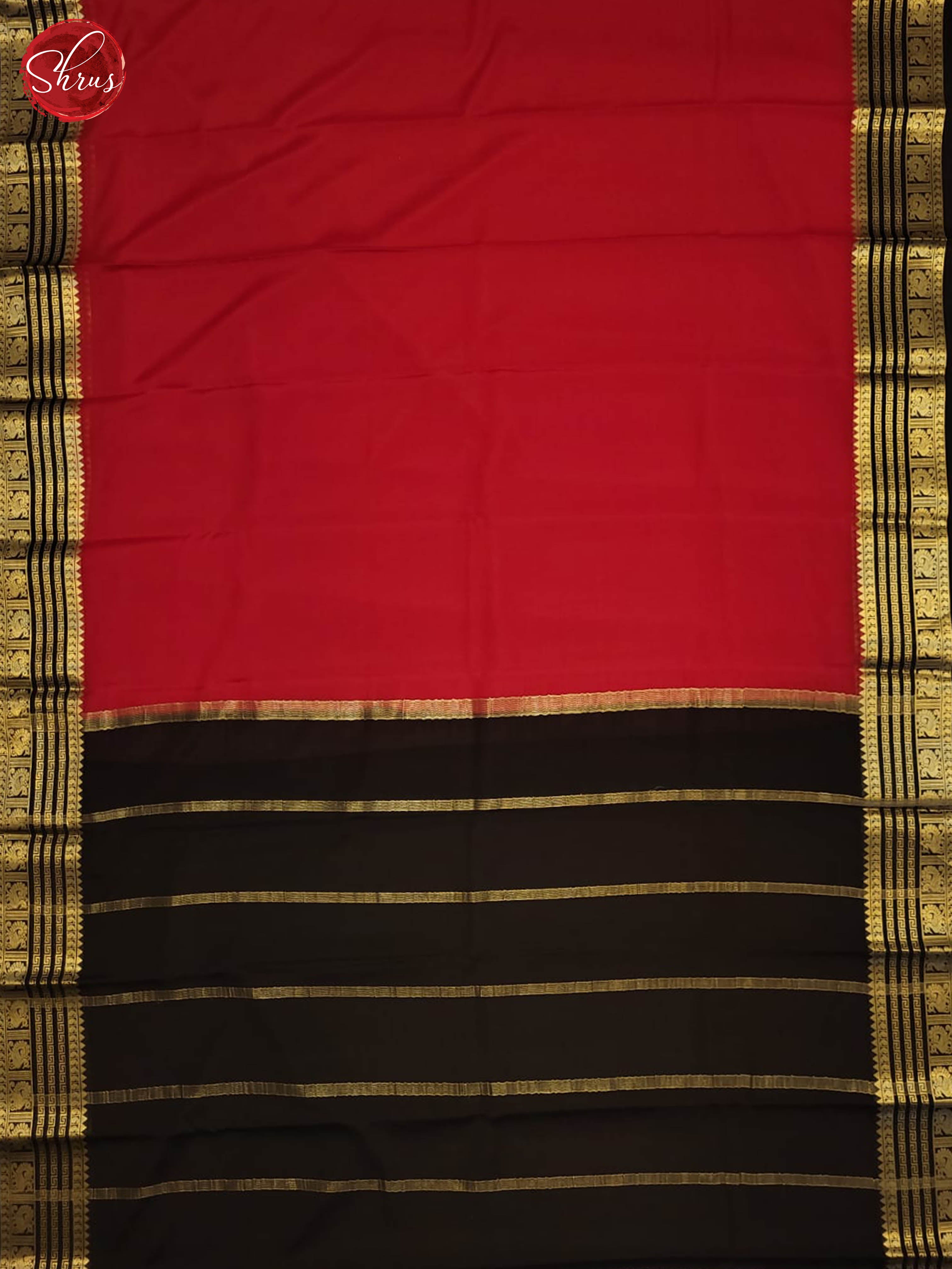 Red and black- Mysore Silk Saree - Shop on ShrusEternity.com