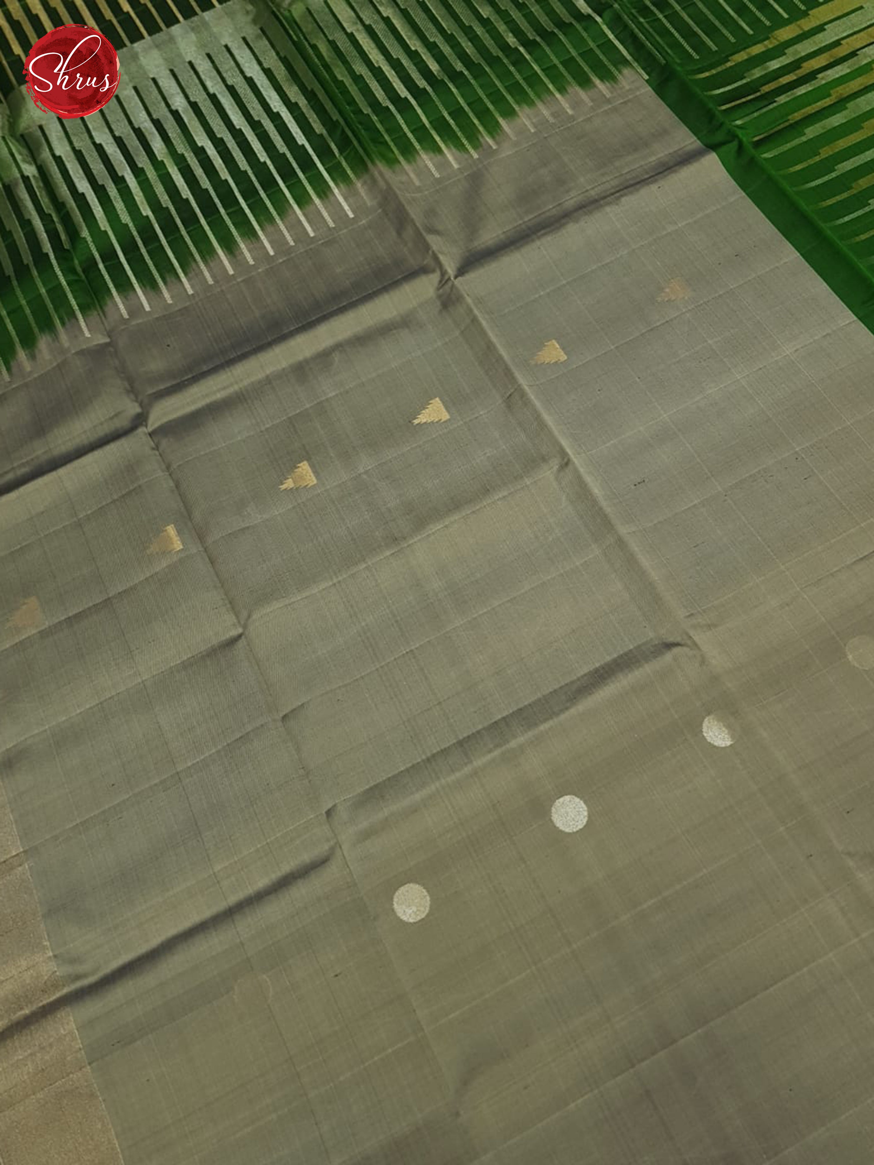 Grey And Green-Soft silk saree - Shop on ShrusEternity.com