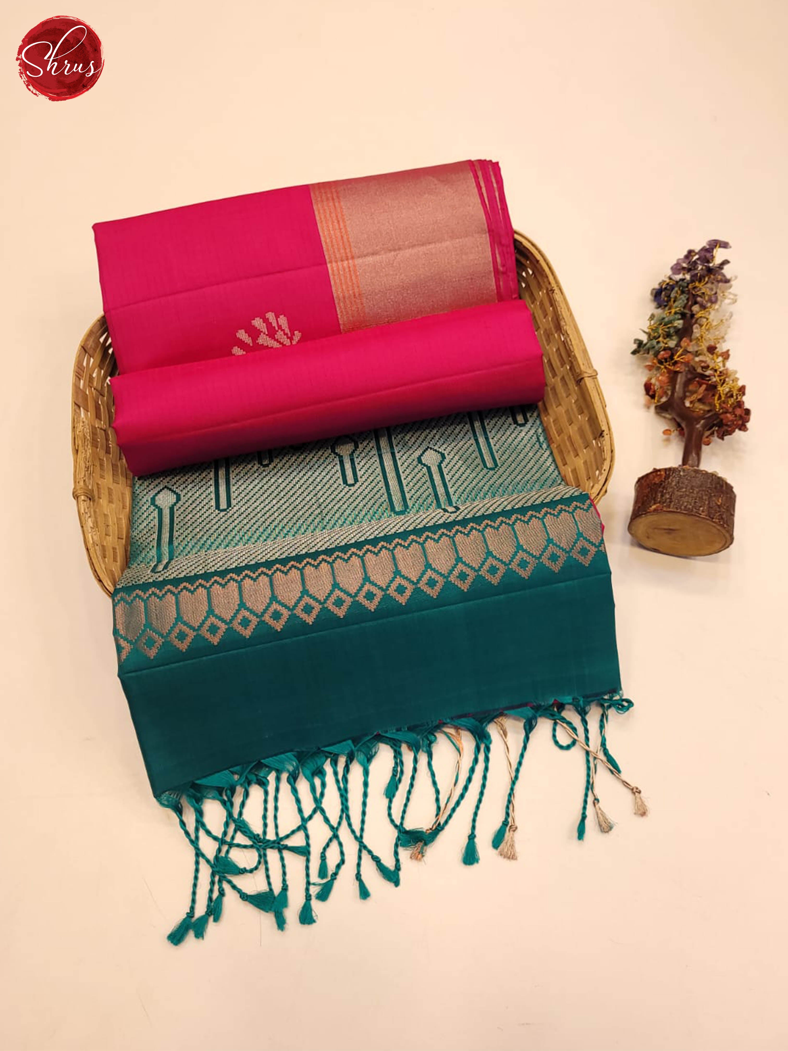 pink and Green - Soft silk saree - Shop on ShrusEternity.com