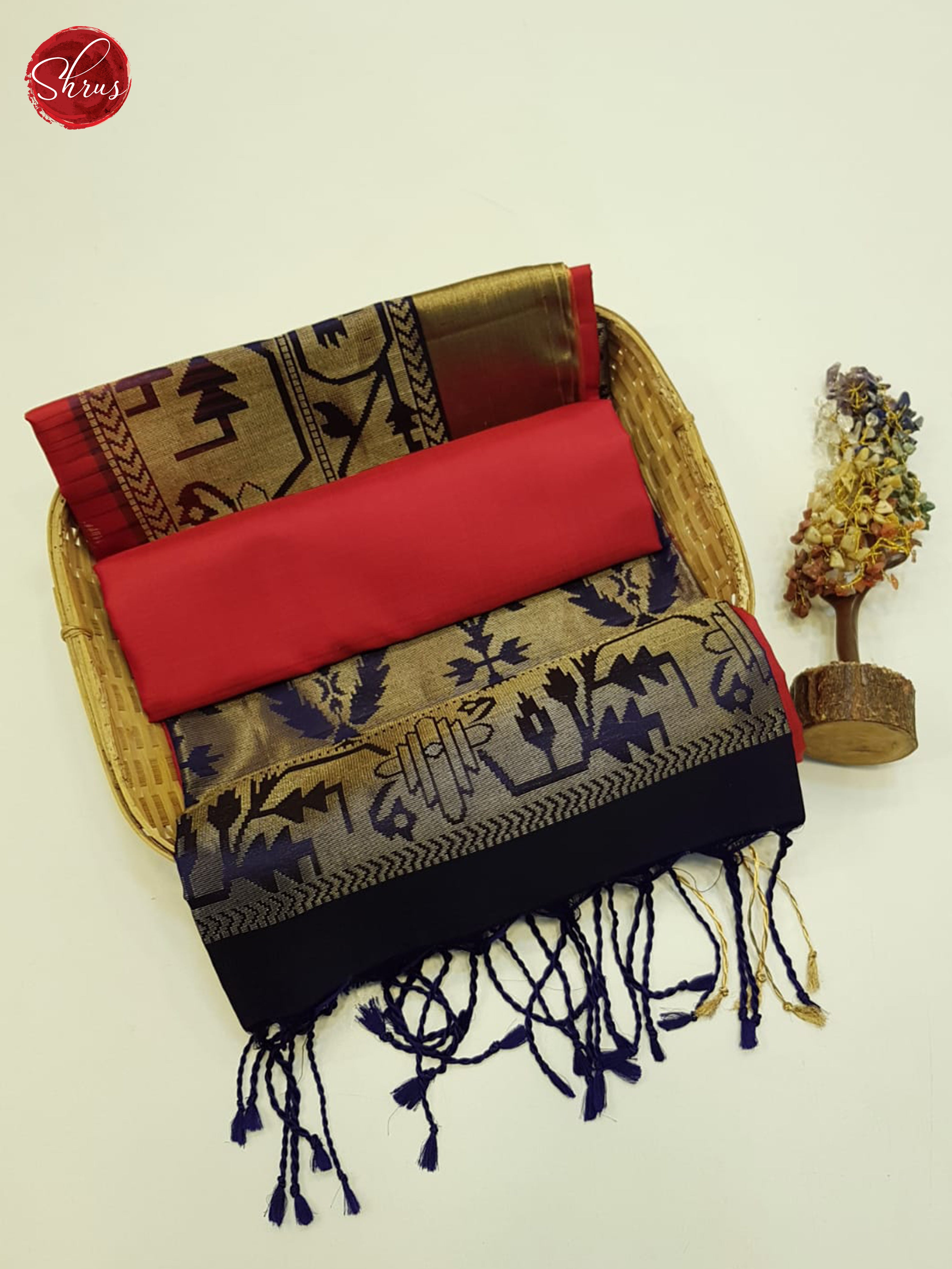 Red And Blue-Soft Silk Saree - Shop on ShrusEternity.com