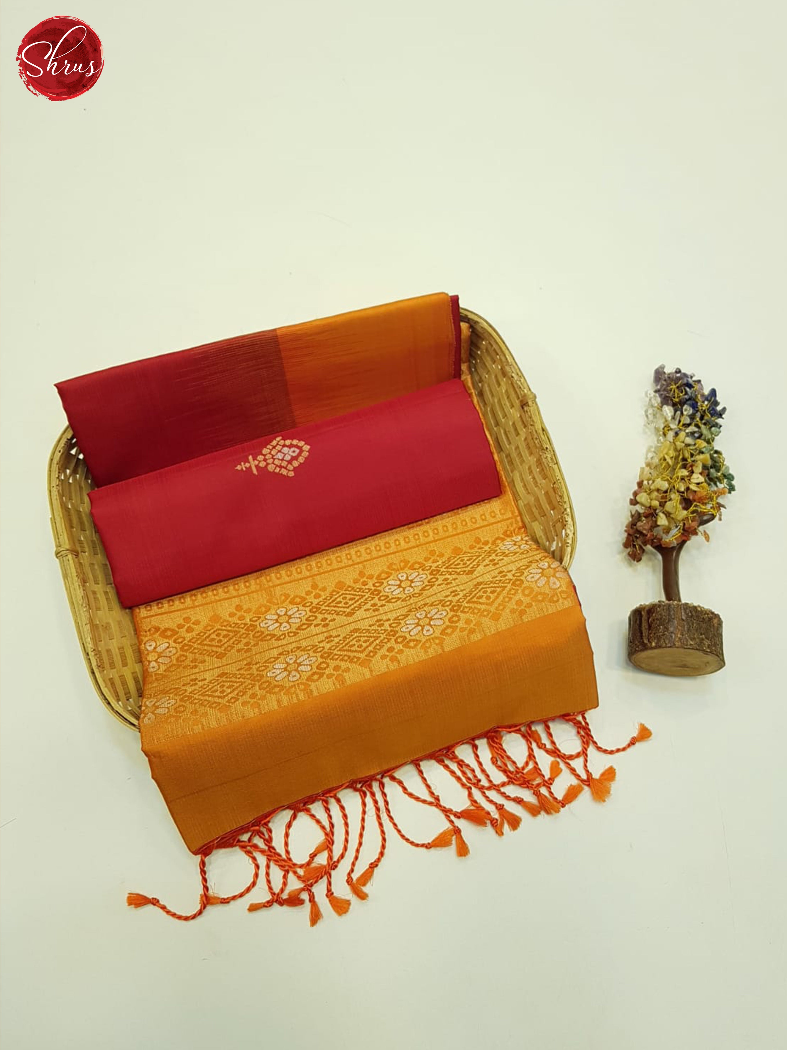 Red And Orange-Soft Silk Sraee - Shop on ShrusEternity.com