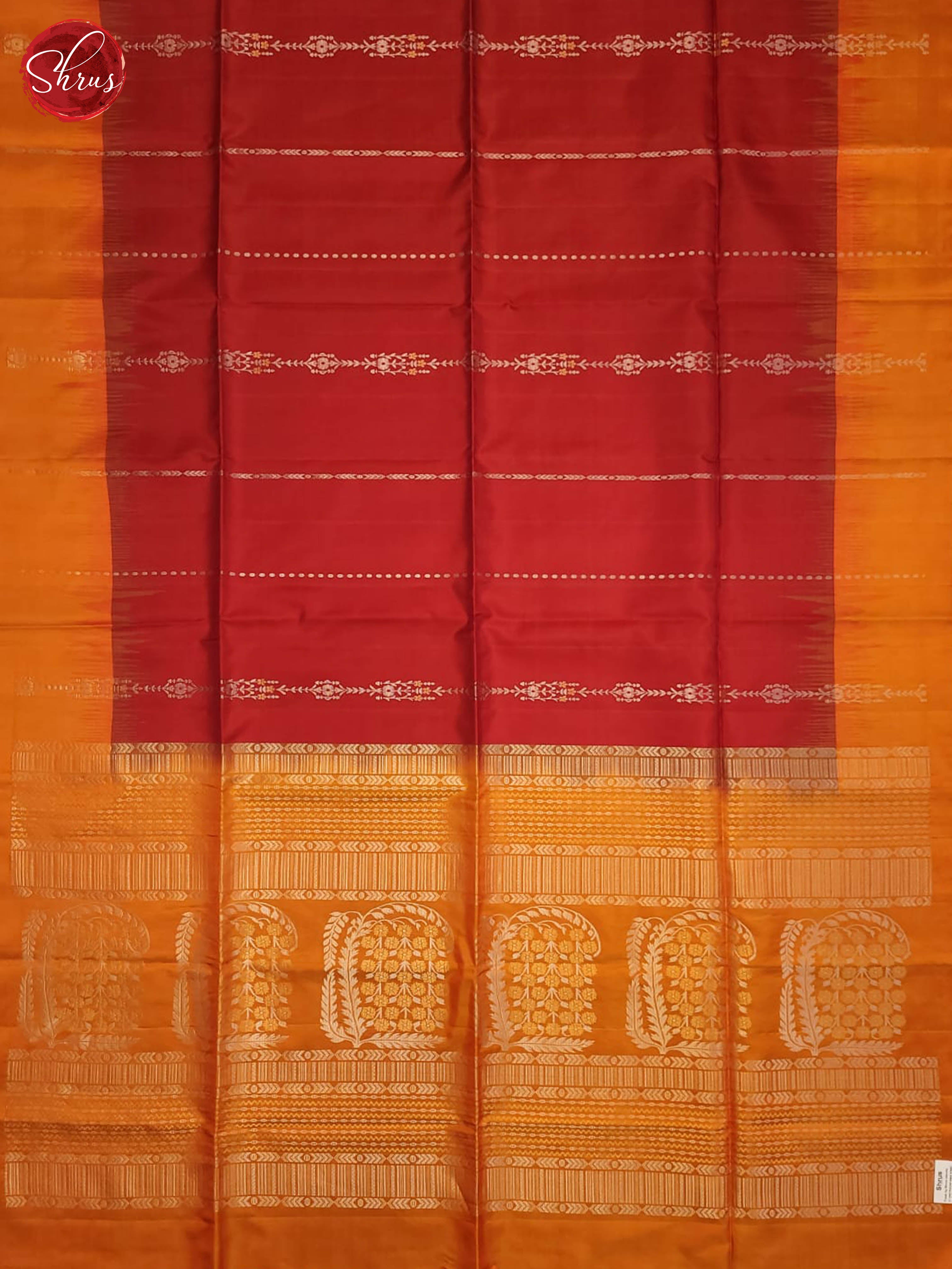 Red and mustard- Soft Silk Saree - Shop on ShrusEternity.com