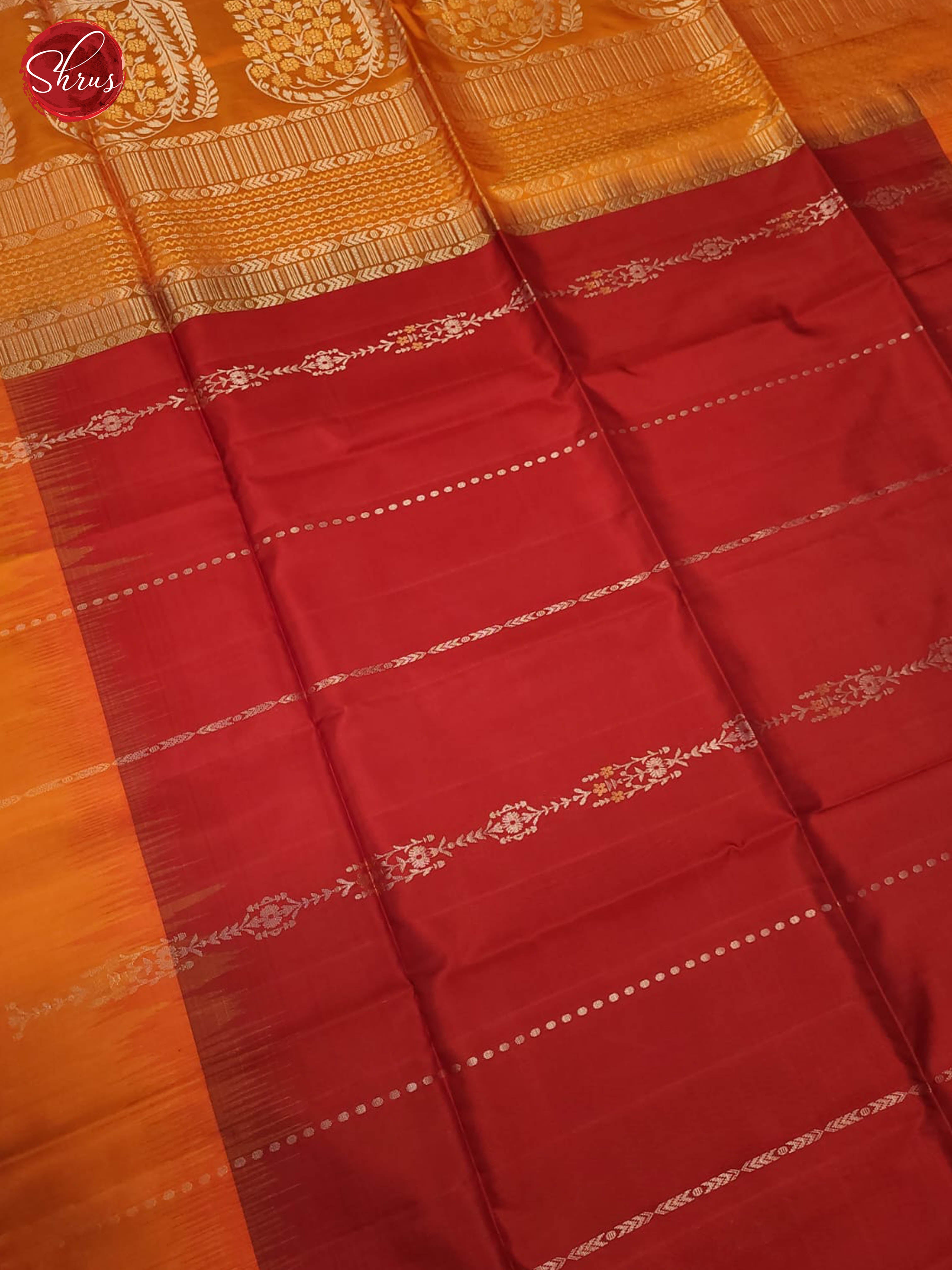 Red and mustard- Soft Silk Saree - Shop on ShrusEternity.com