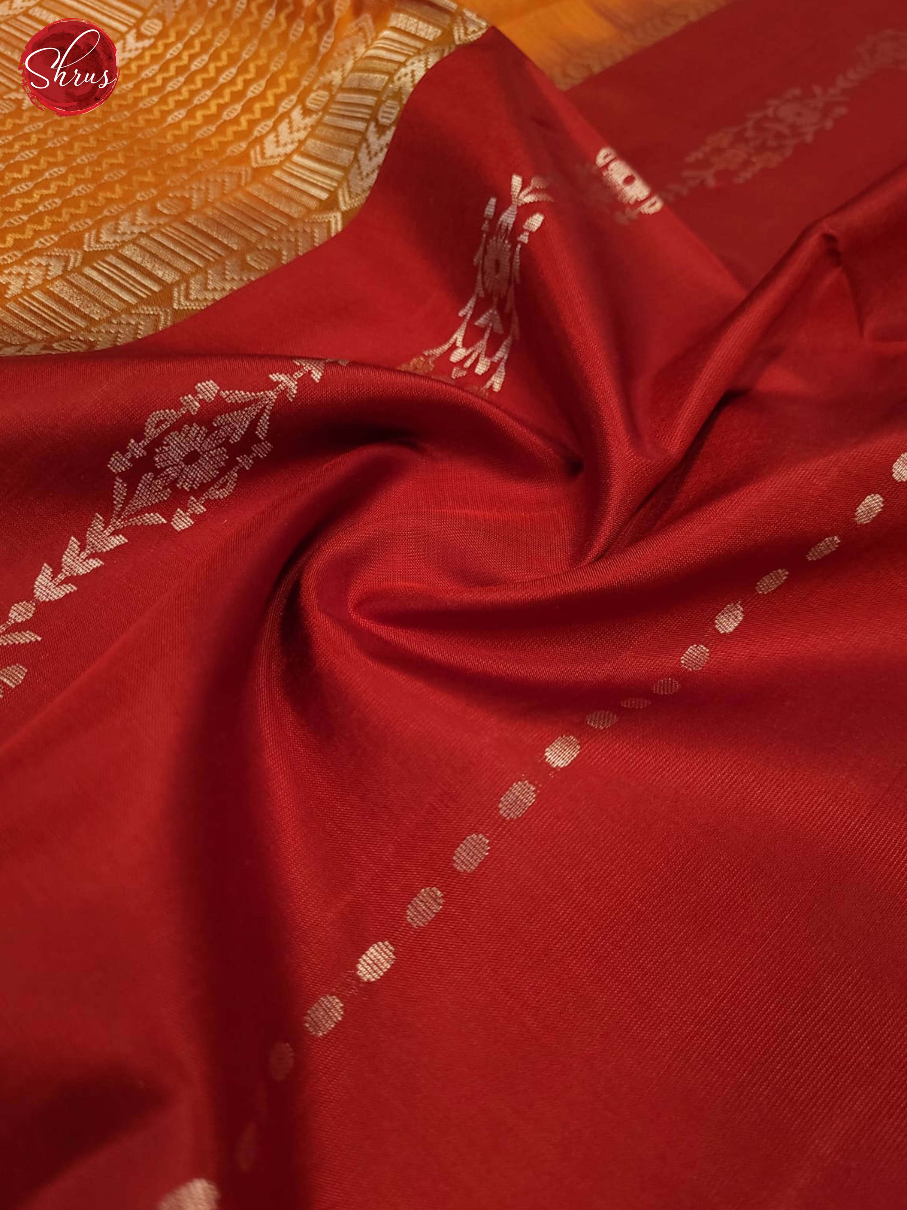 Red and mustard- Soft Silk Saree - Shop on ShrusEternity.com