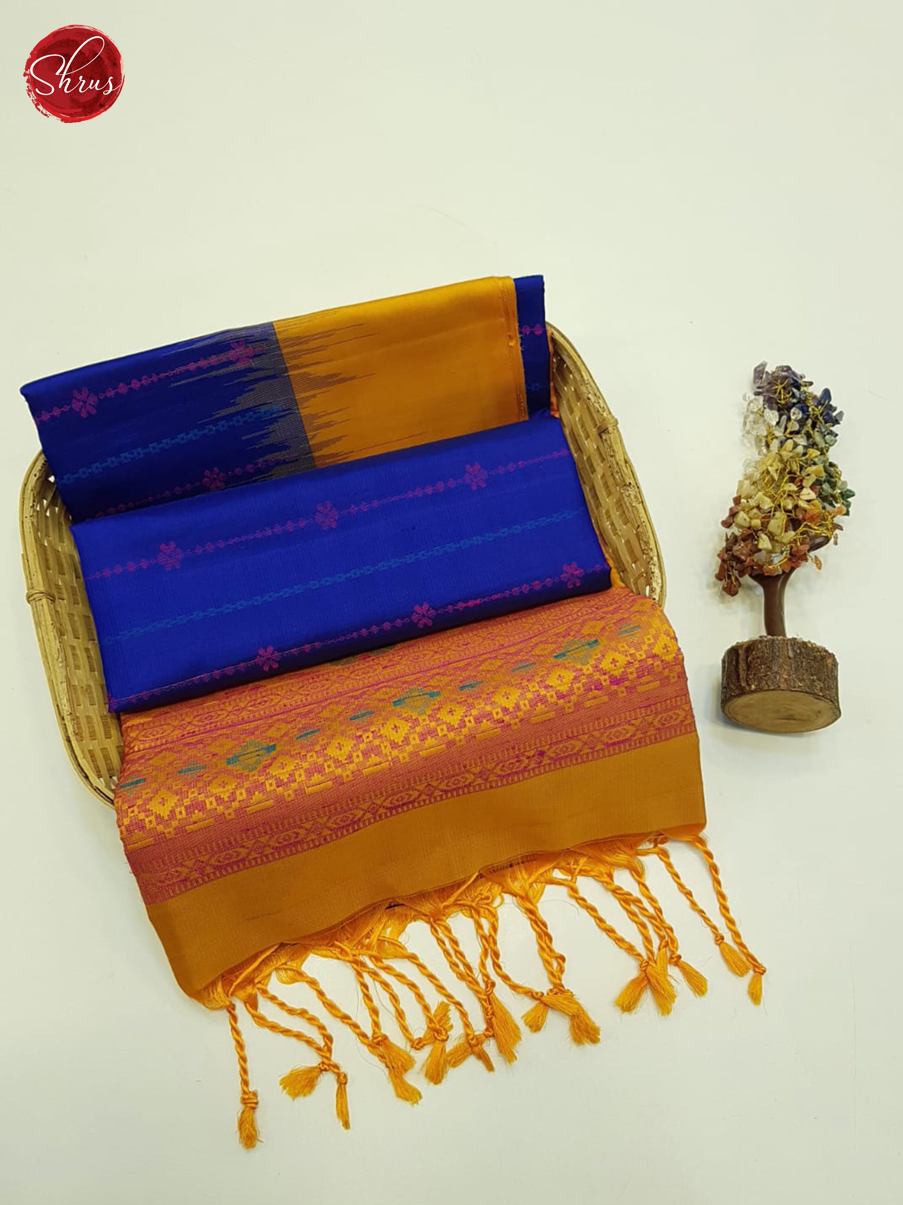 Blue And Yellow-Soft silk saree - Shop on ShrusEternity.com
