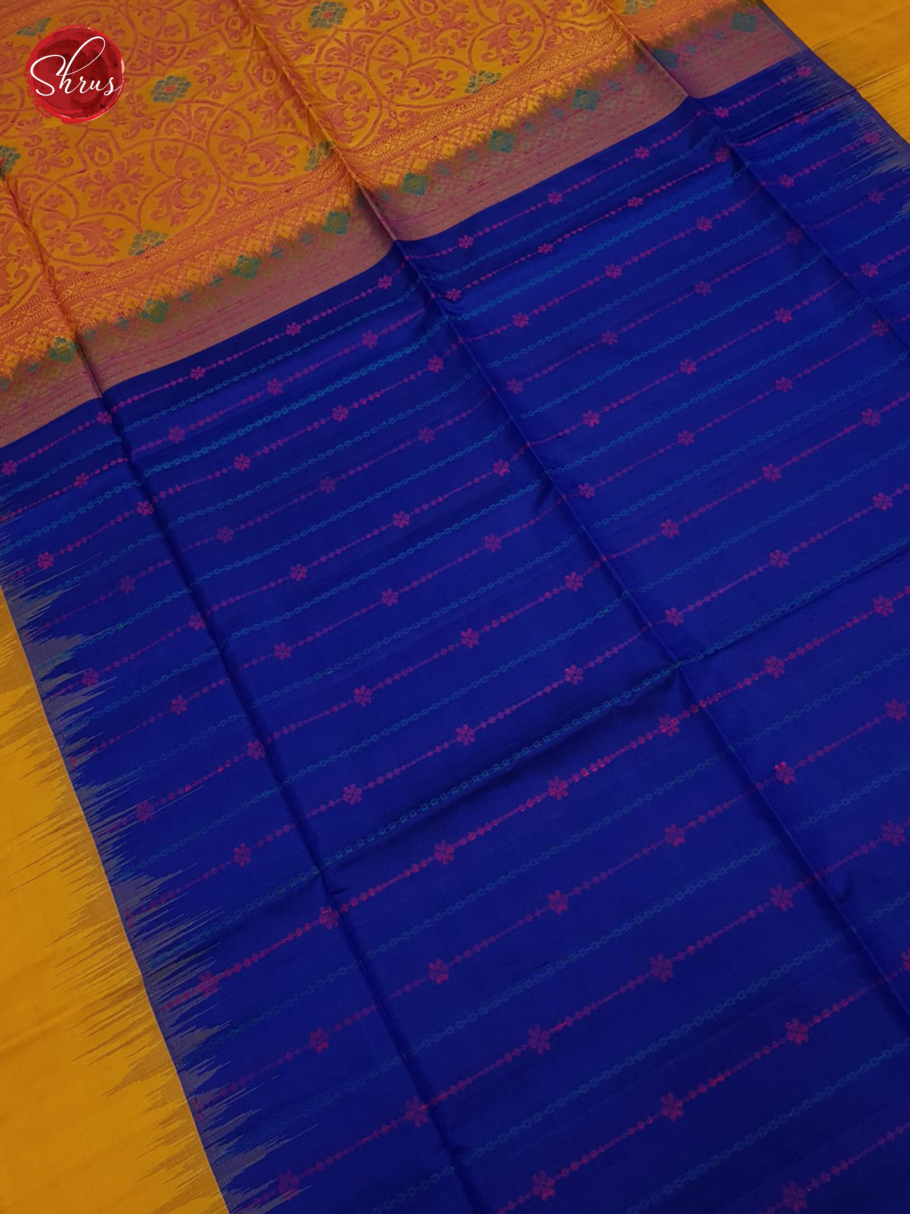 Blue And Yellow-Soft silk saree - Shop on ShrusEternity.com