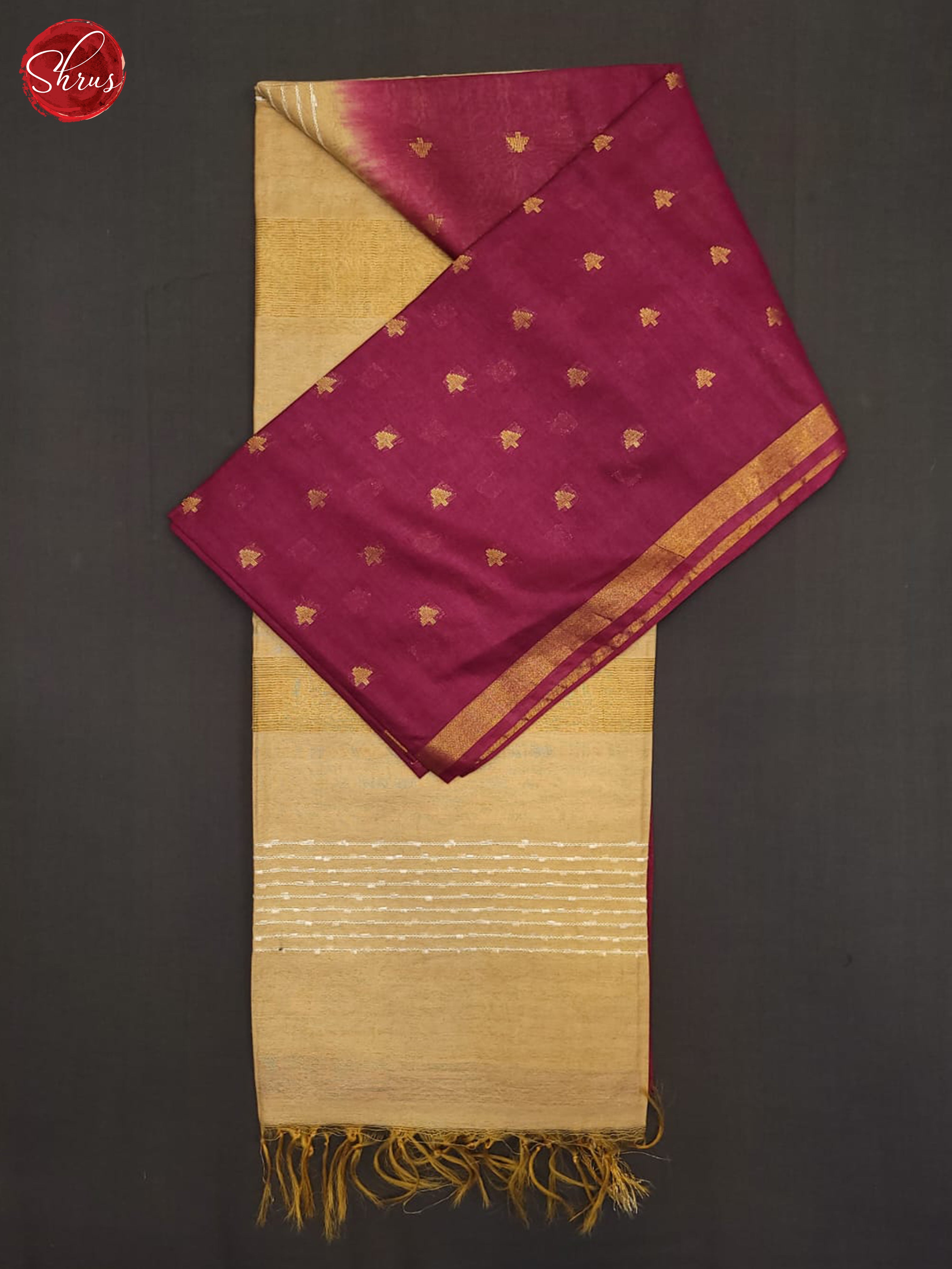 majenta pink and beige- Semi Tussar Saree - Shop on ShrusEternity.com