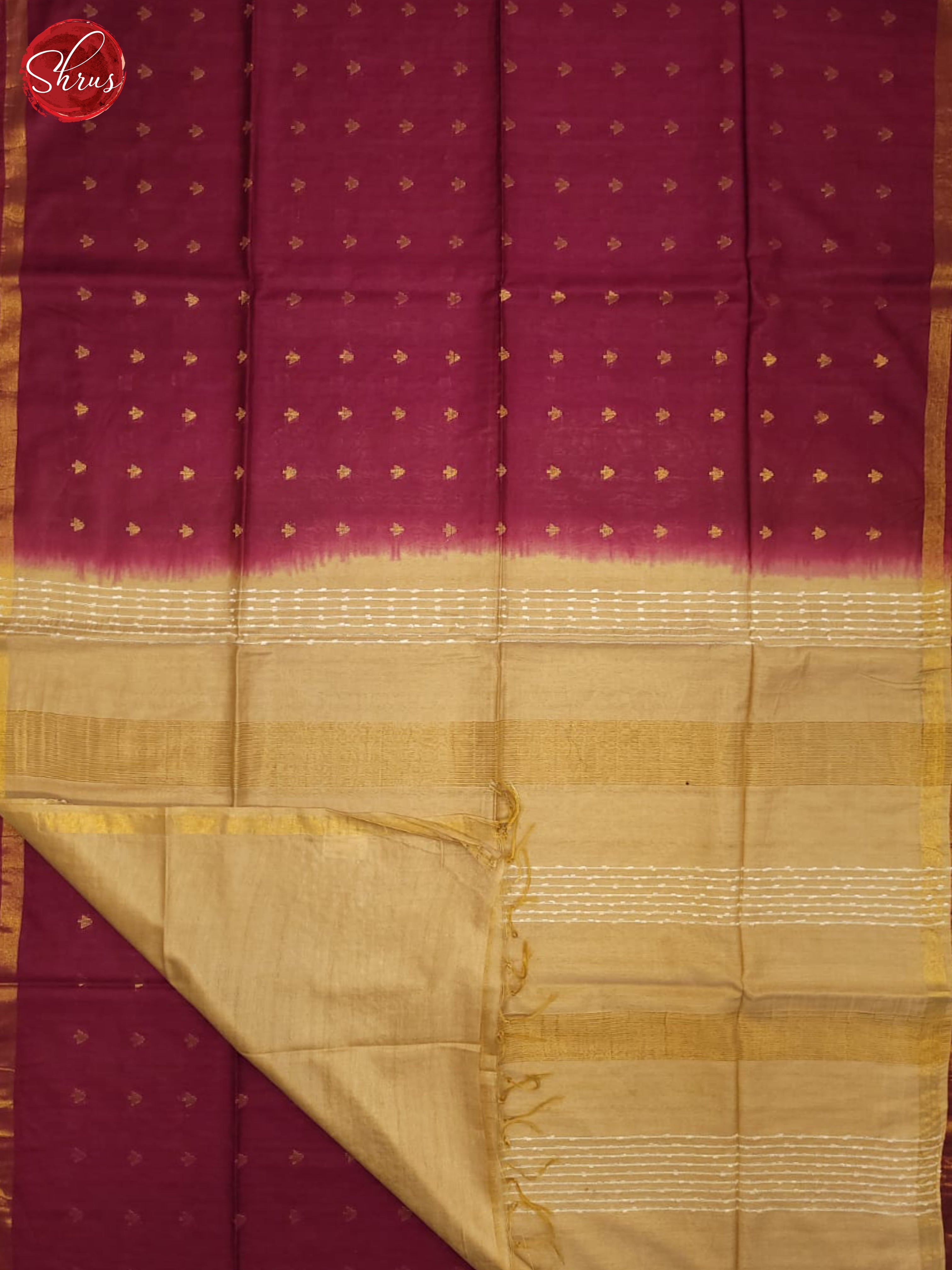 majenta pink and beige- Semi Tussar Saree - Shop on ShrusEternity.com