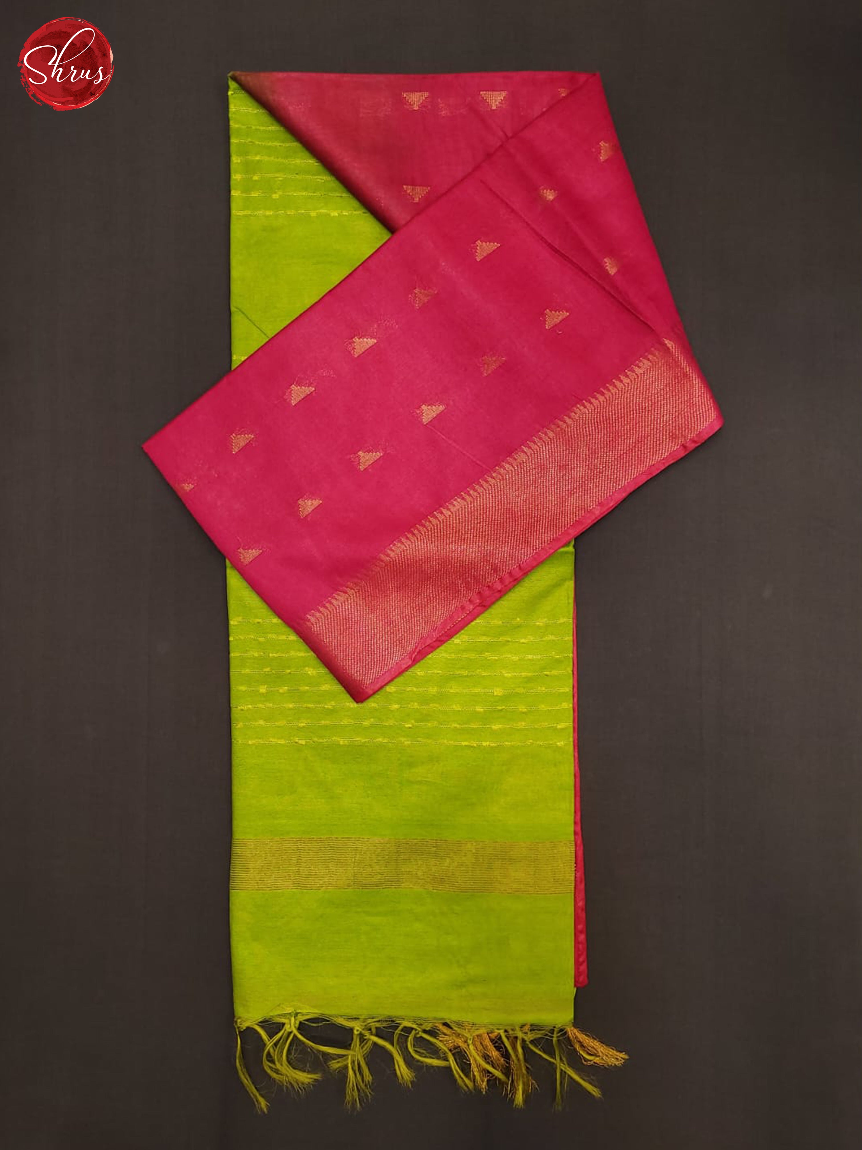 Pink and Green-Semi Tussar Saree - Shop on ShrusEternity.com