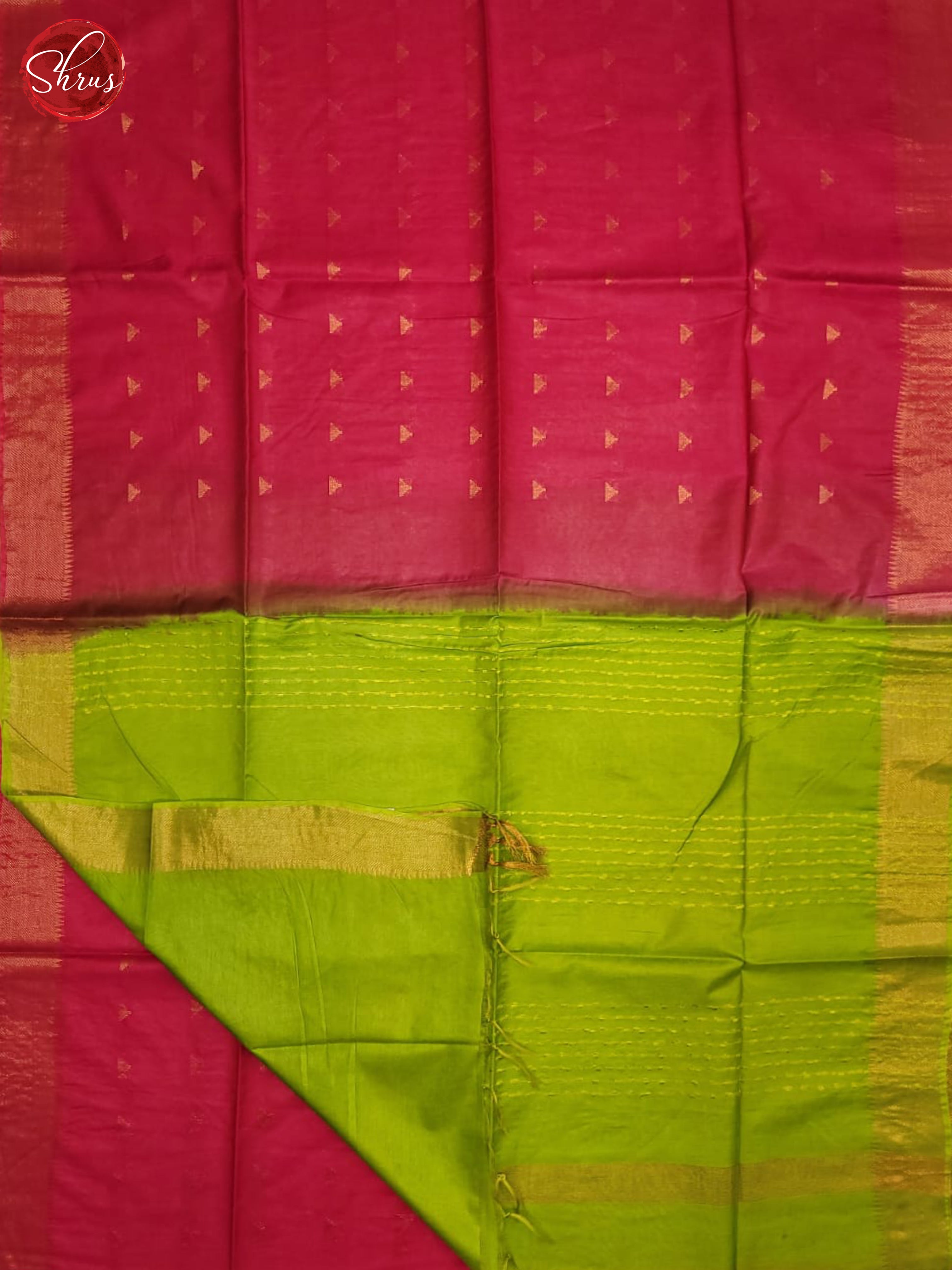 Pink and Green-Semi Tussar Saree - Shop on ShrusEternity.com