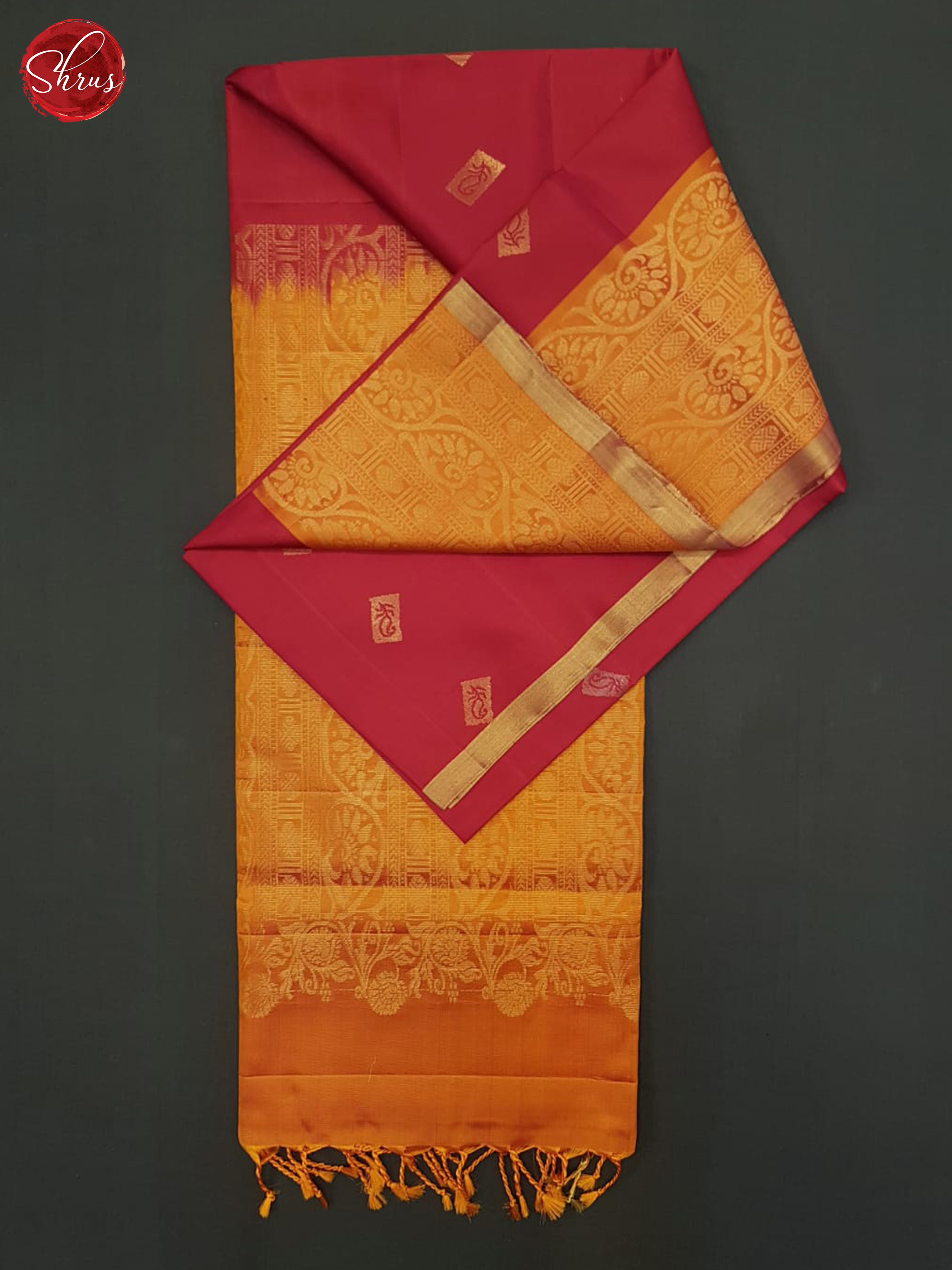 Red & Orange- Soft Silk Halfpure Saree - Shop on ShrusEternity.com