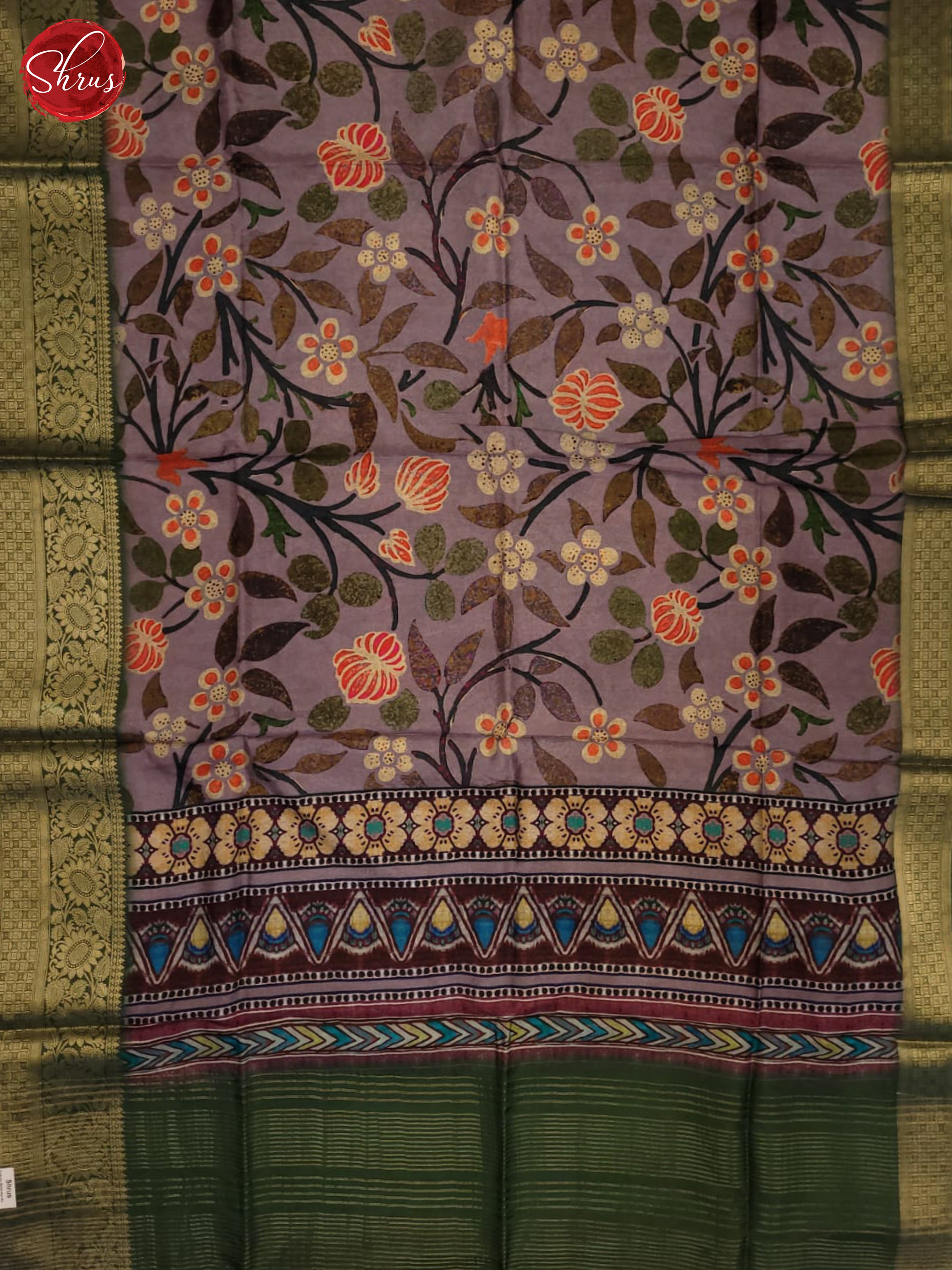 lavander and Green-semi crepe saree - Shop on ShrusEternity.com