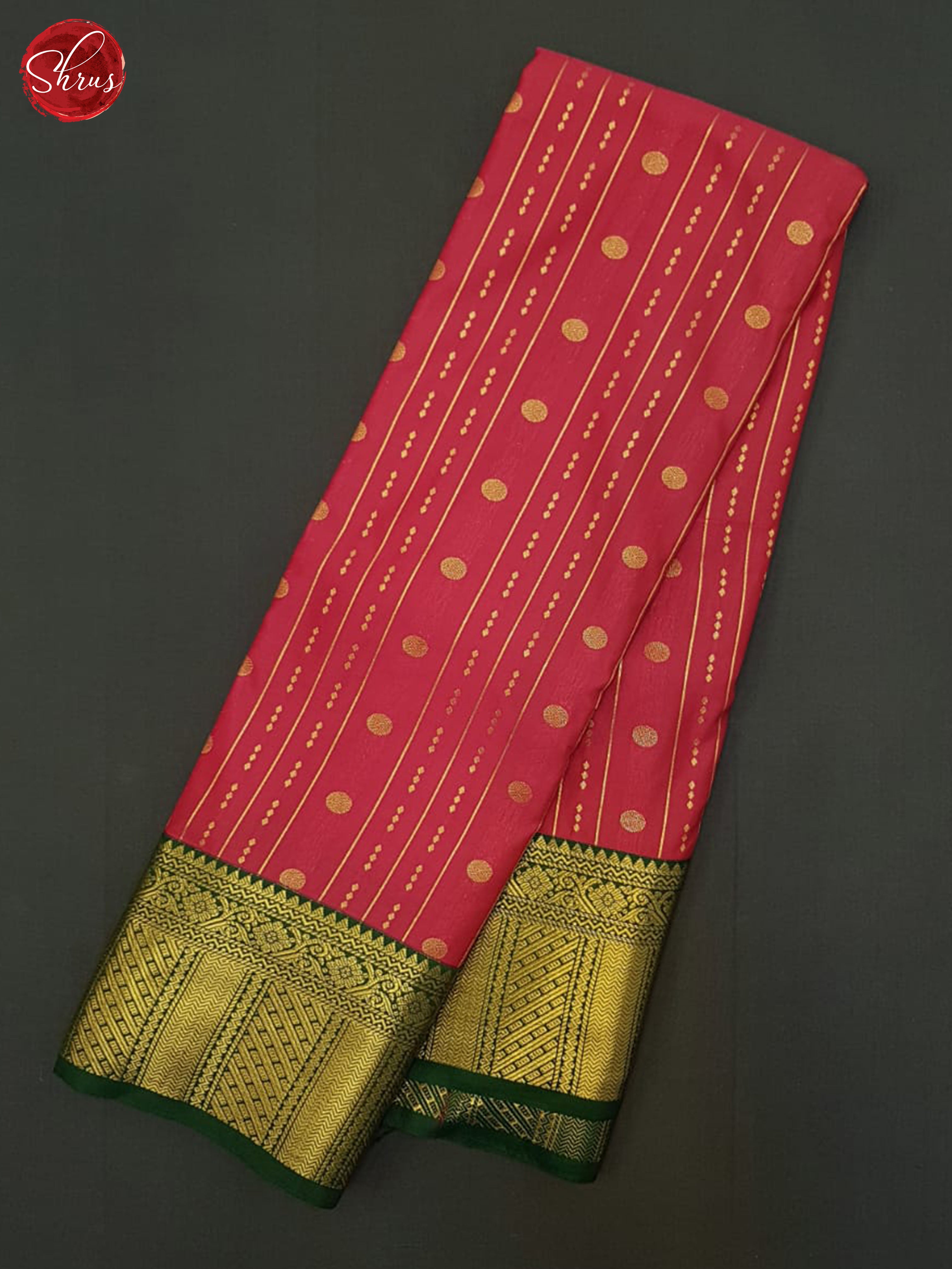 Pink & Green - Semi Kanchipuram Saree - Shop on ShrusEternity.com