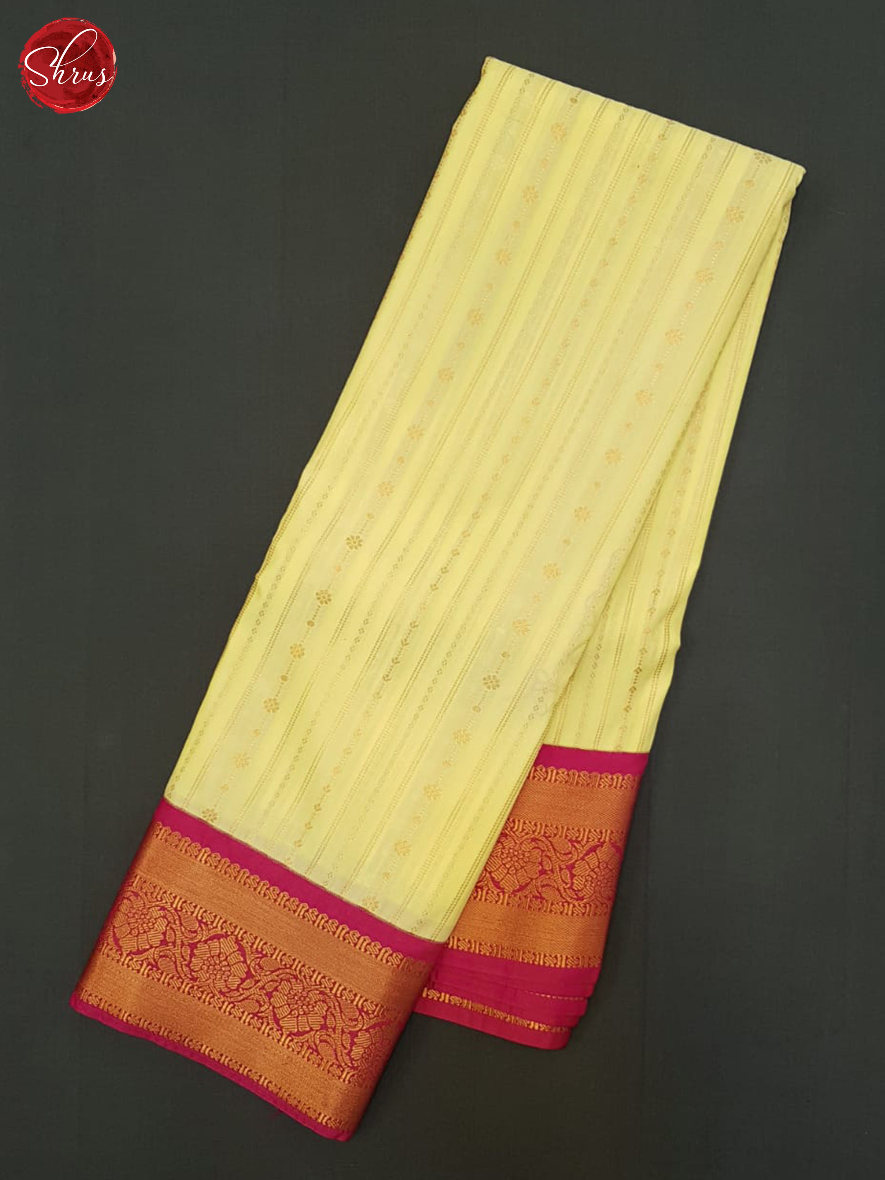 Beige & Pink - Semi Kanchipuram Saree - Shop on ShrusEternity.com
