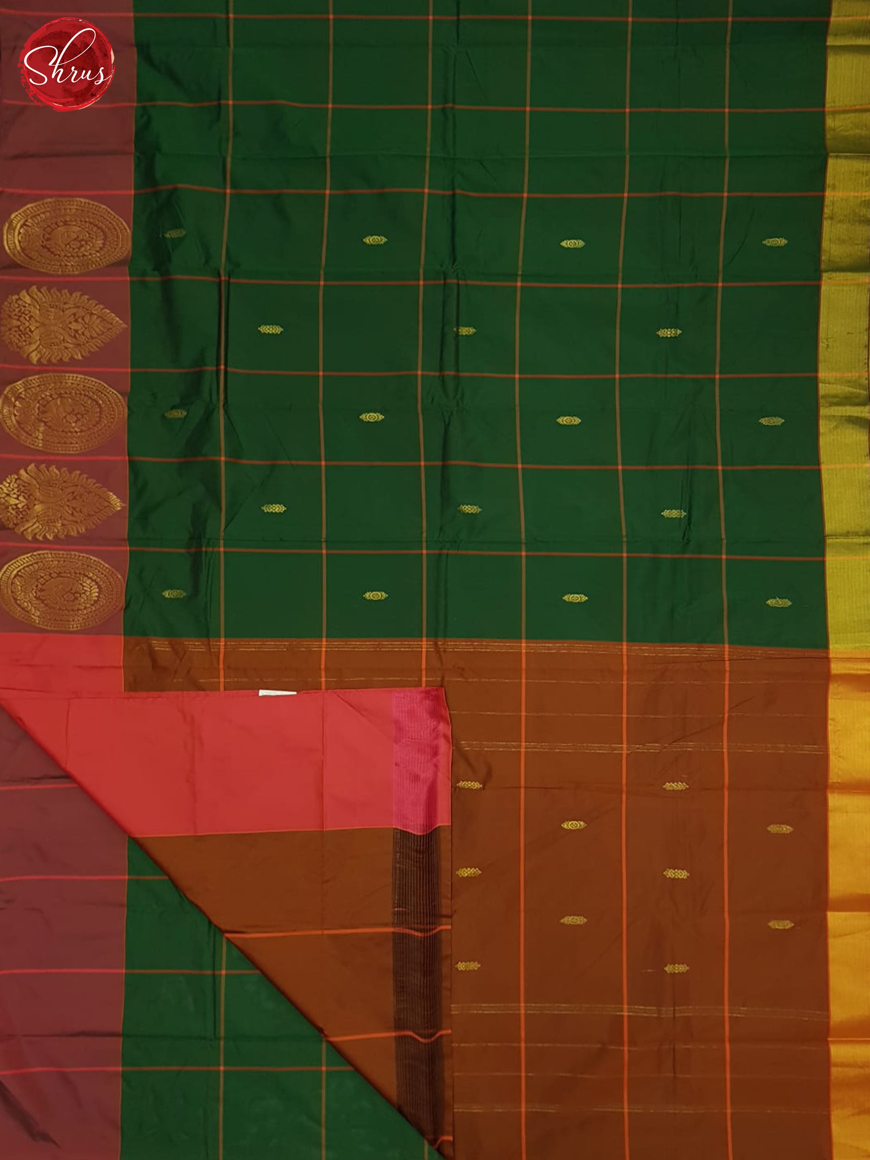 Green & Orange-Semi soft silk saree - Shop on ShrusEternity.com