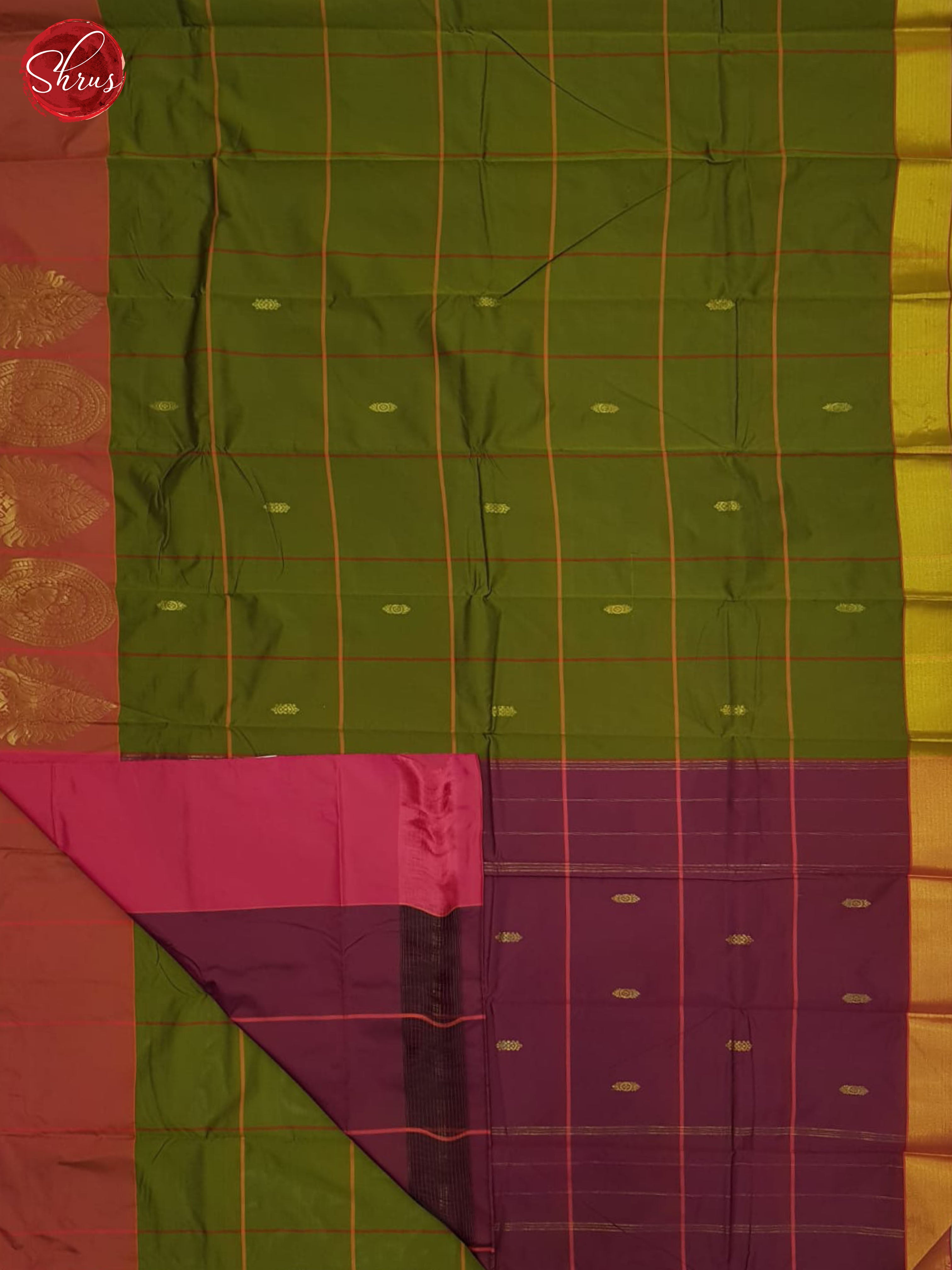 Green And Pink-Semi soft silk saree - Shop on ShrusEternity.com