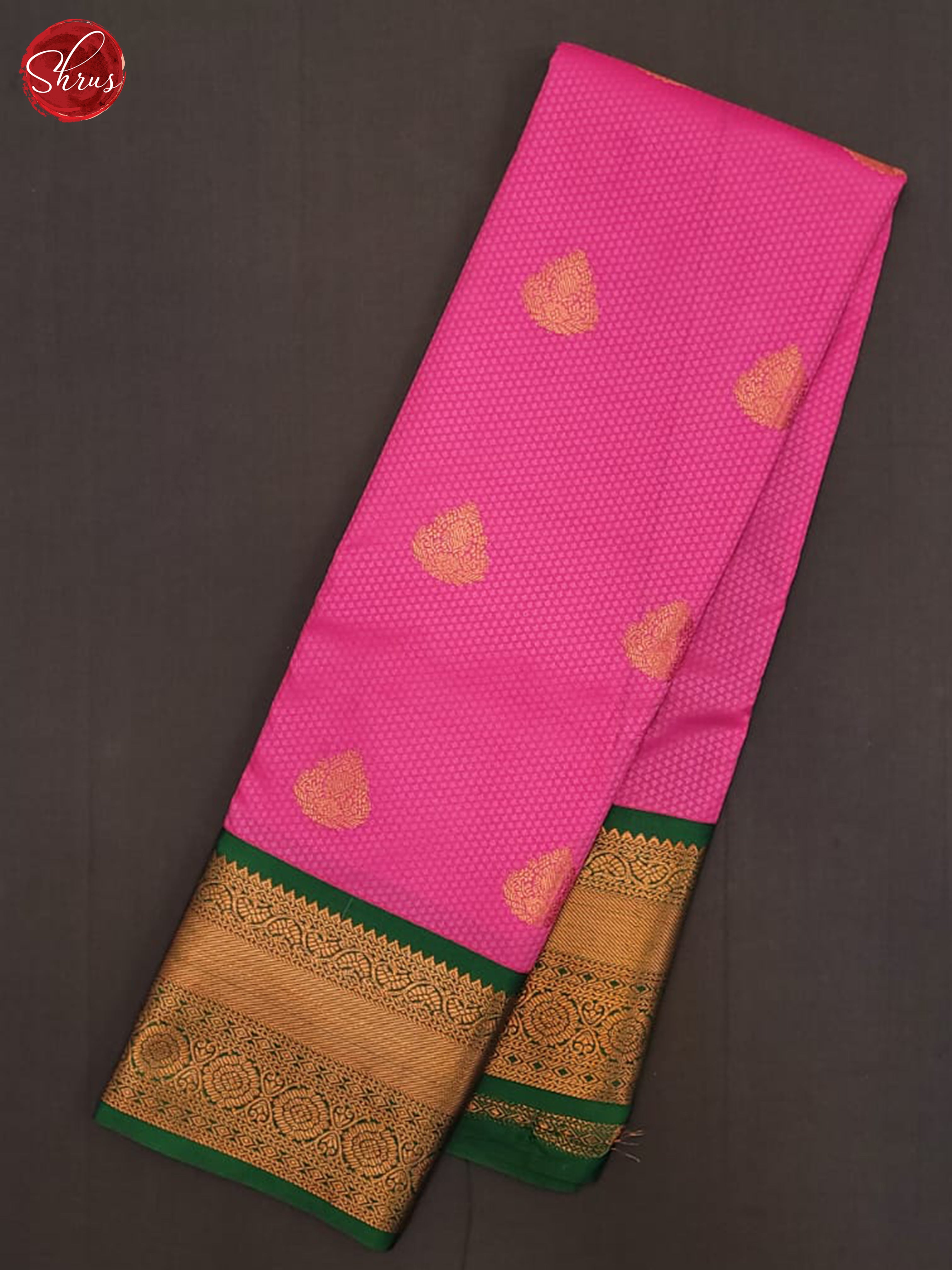 Pink & Green - Semi Kanchipuram Saree - Shop on ShrusEternity.com