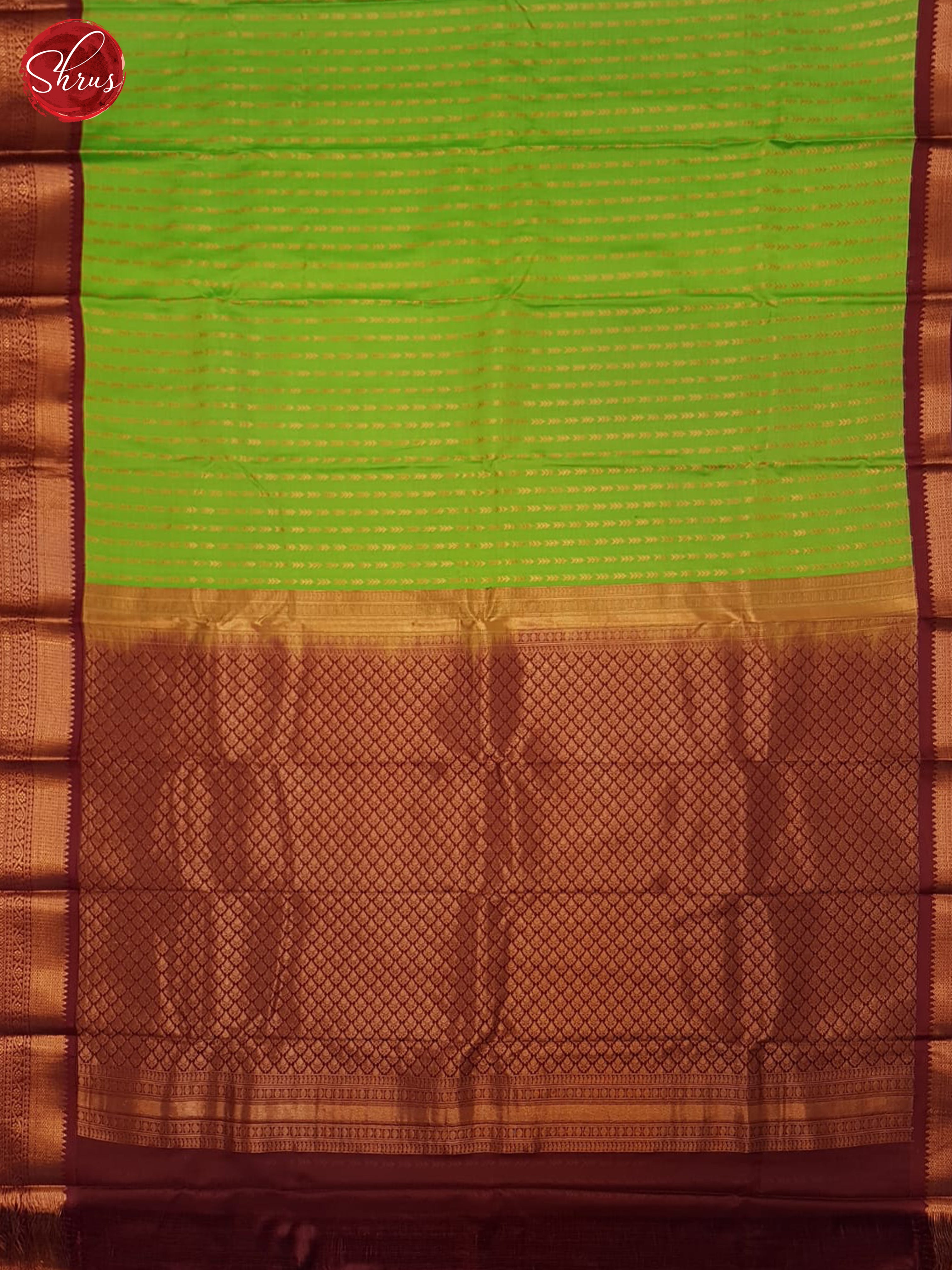 Green & Maroon - Semi Kanchipuram Saree - Shop on ShrusEternity.com