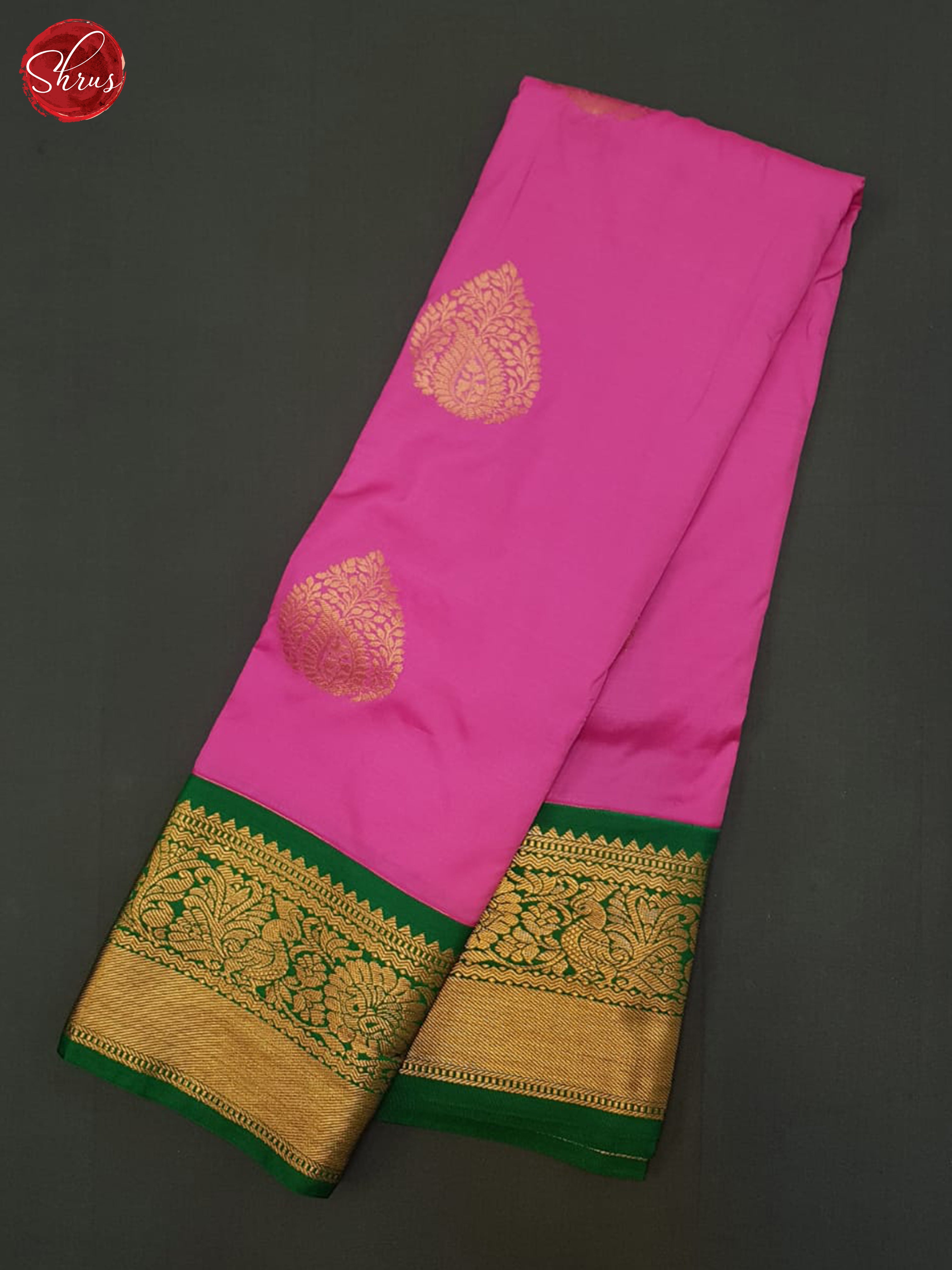 Pink & Green - Semi Kanchipuram Saree - Shop on ShrusEternity.com