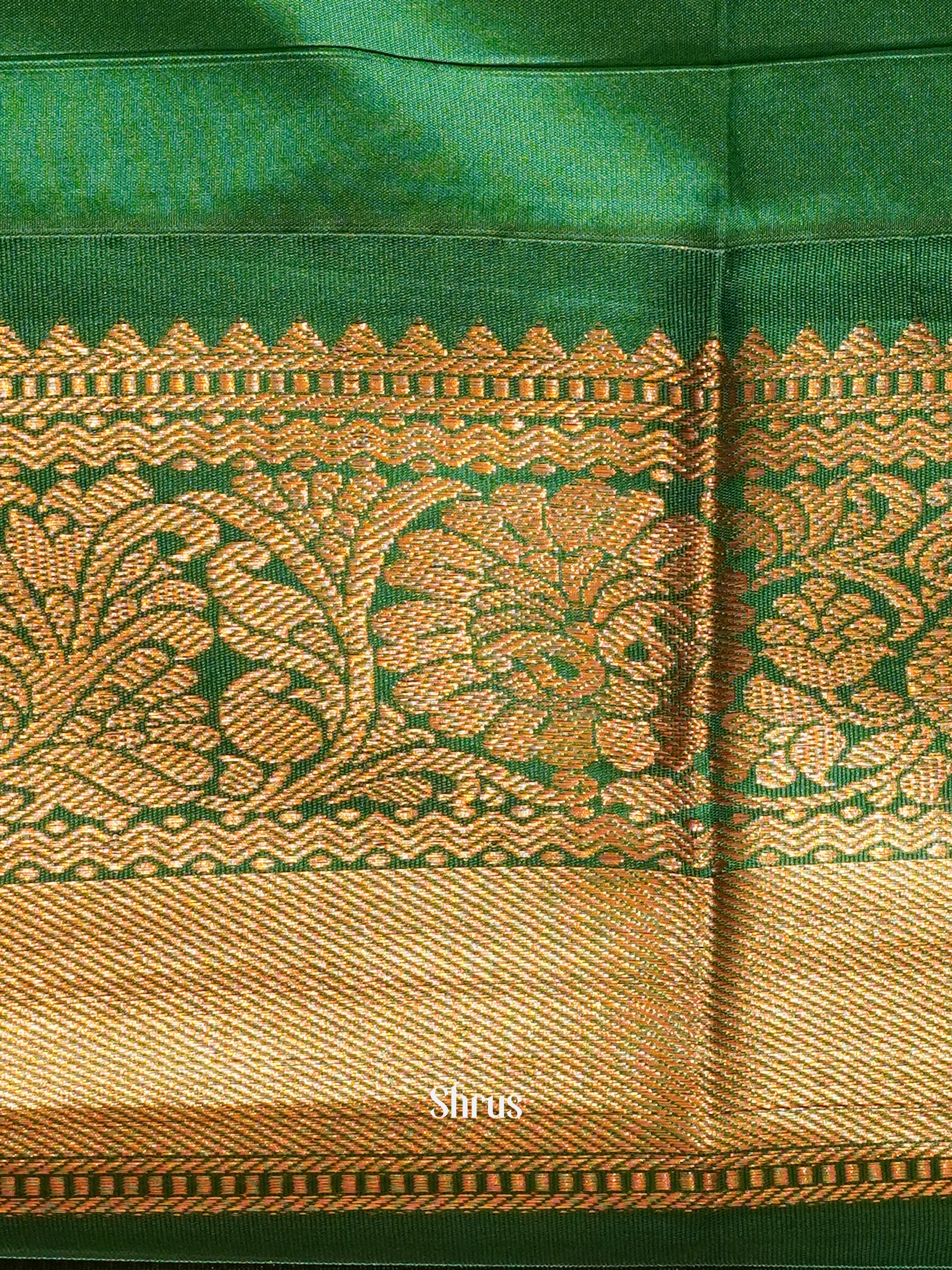 Pink & Green - Semi Kanchipuram Saree - Shop on ShrusEternity.com